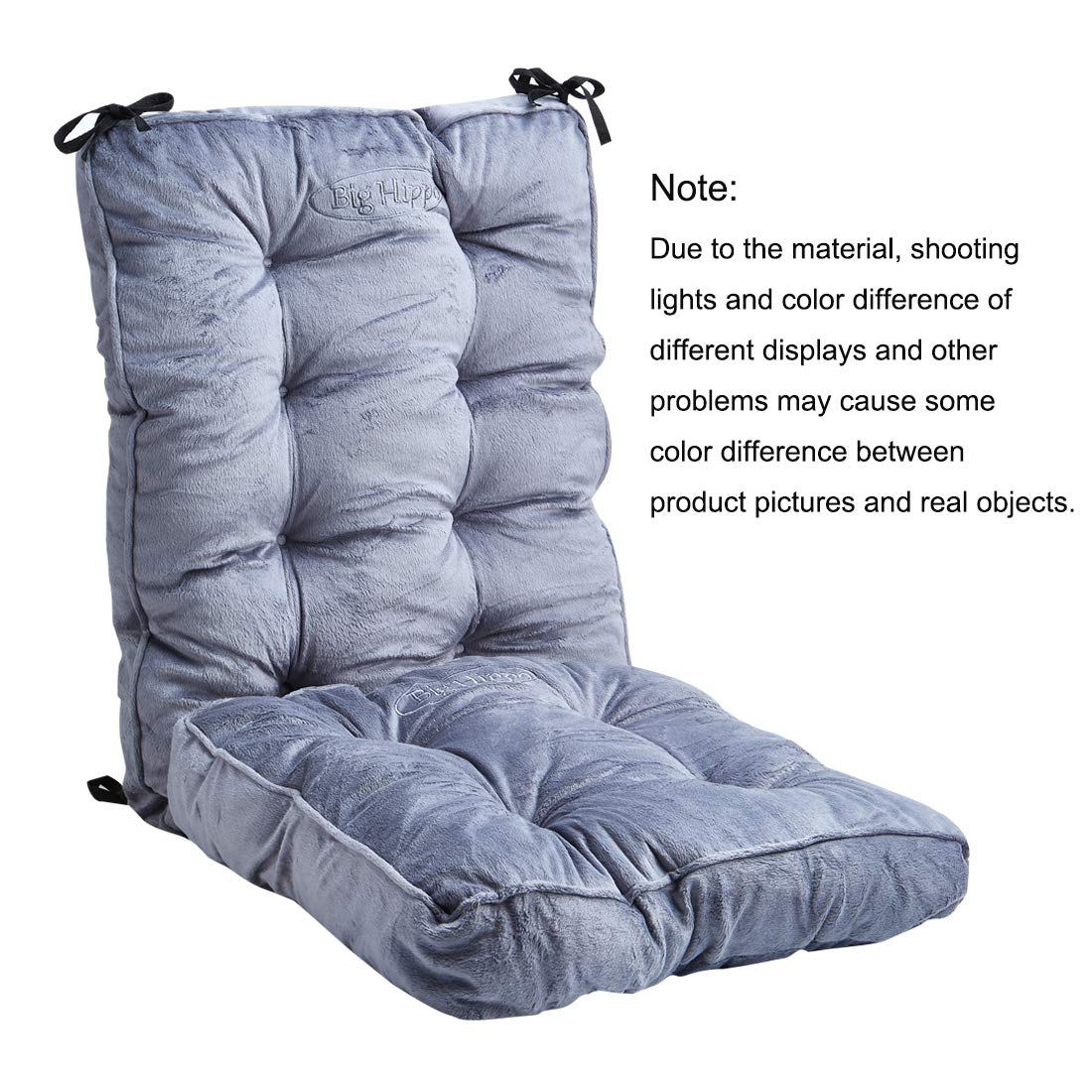 Big Hippo Rocking Chair Cushions Set - Soft Thickened Seat Pads with Ties for Indoor, Office & Home Use - Comfortable Rocking Chair Pillow Cushion (Grey) - Perfect for Nursery, Porch, Living Room & Relaxation