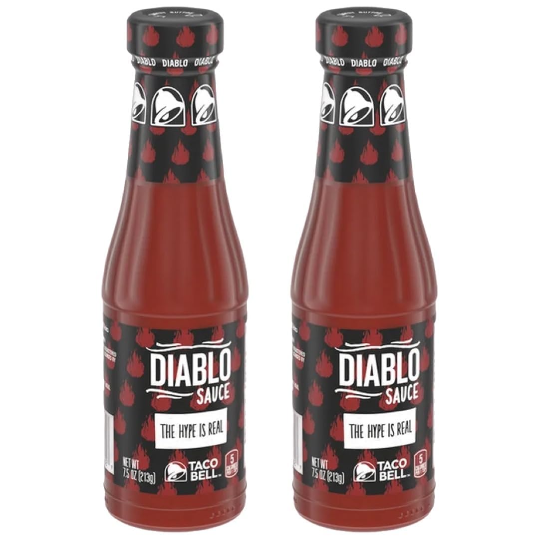 Spicy Diablo Hot Sauce (2 Pack, 7.5oz Bottles) - Authentic Mexican Taco & Burrito Sauce - Perfect for Tacos, Nachos, Wings & Grilling
