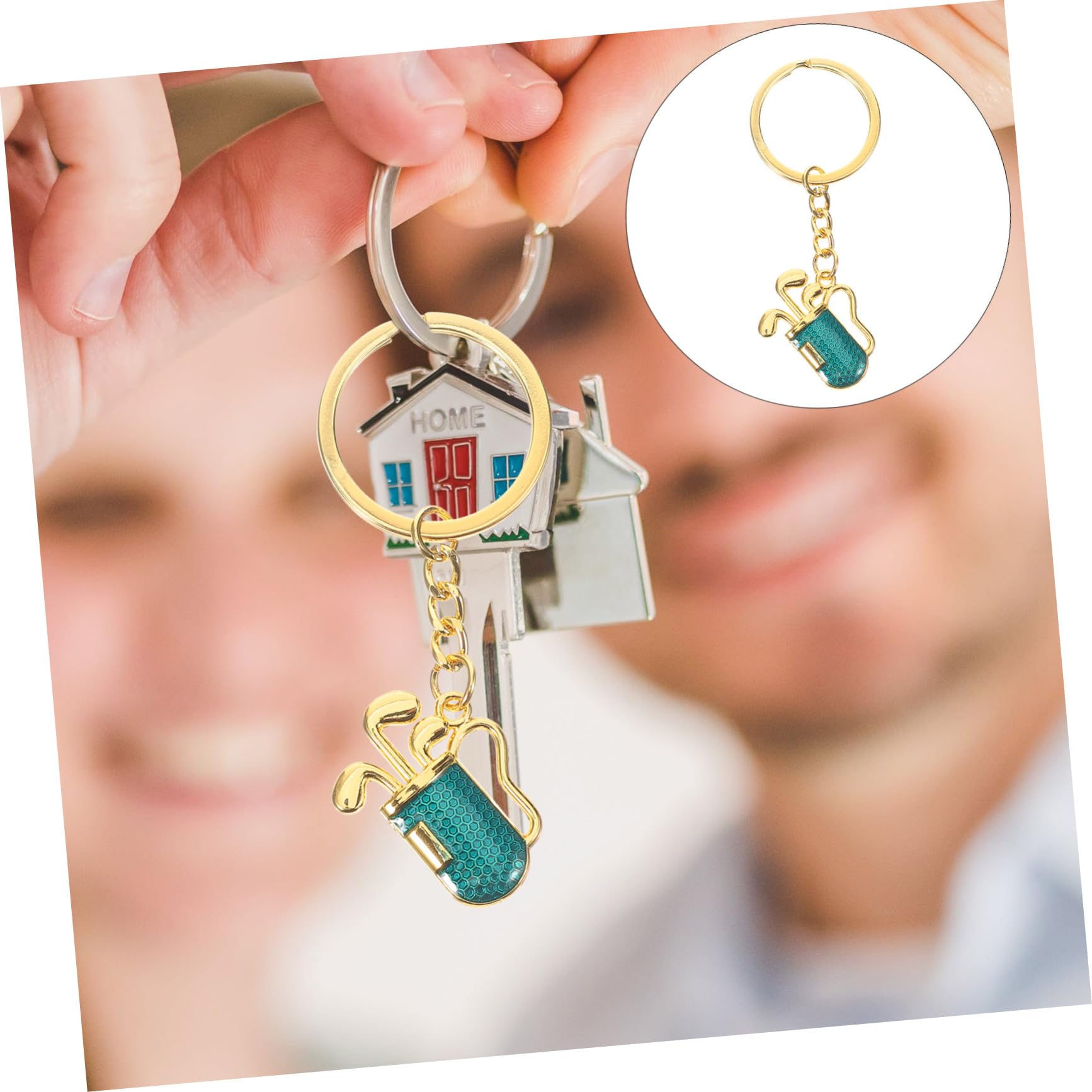 Premium Metal Golf Keychain - Lightweight & Durable Golf Keyring for Car Keys, Backpacks - Gold & Blue - Perfect Gift for Golf Lovers & Sports Enthusiasts (Golf Accessories, Tournament Prizes, Team Gifts)