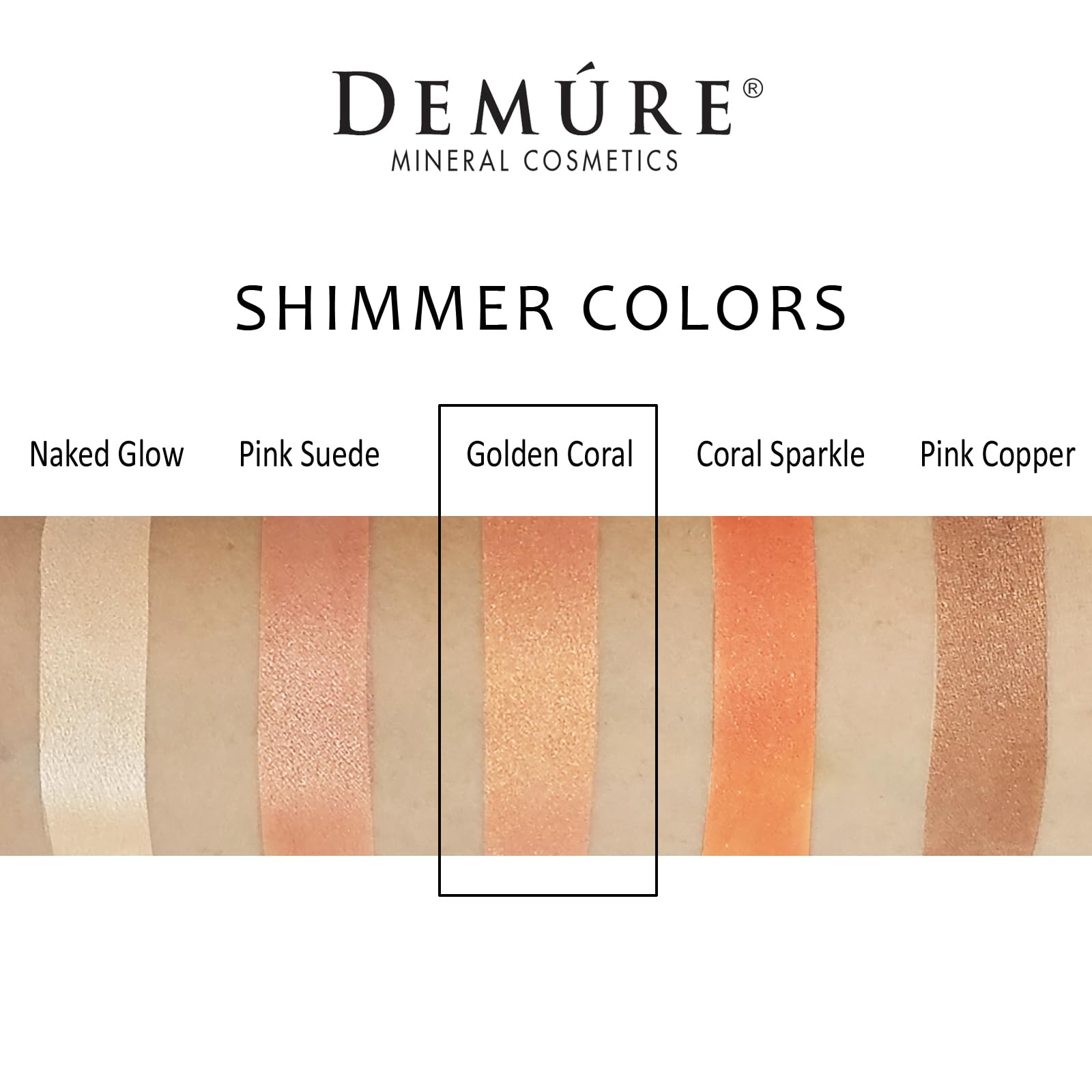 Demure Mineral Make Up Golden Coral Shimmer Loose Powder Glitter Eyeshadow - Professional Long-Lasting Eye Makeup for Day & Night Looks
