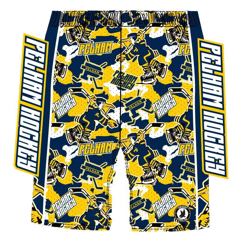 Youth & Adult Pelham Hockey Camo Shorts - Breathable Quick-Dry Hockey Practice Shorts for Men and Women - Perfect for Hockey Training, Games, and Outdoor Sports Activities