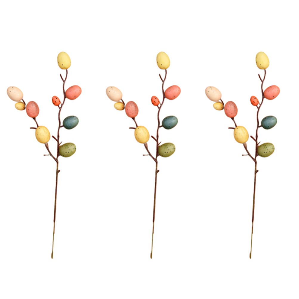 Holibanna 3-Piece Easter Egg Tree Branches - Floral Arrangement Decor with Hand-Painted Foam Eggs for Spring Party, Home & Living Room - Perfect for Easter Decorations, Table Centerpieces, and Seasonal Home Styling