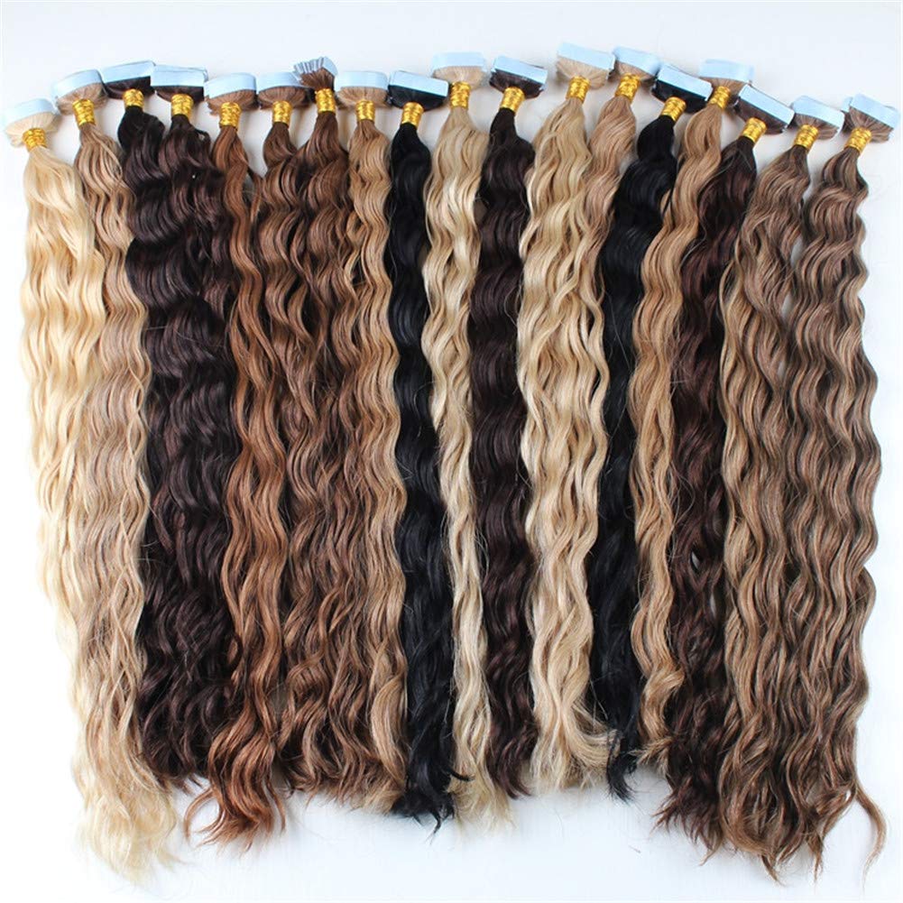RemeeHi 20-Piece Natural Curly Tape-In Hair Extensions 24 Inch 60g - 18# Dark Ash Blonde for Volume & Length - Perfect for Weddings, Parties & Daily Styling