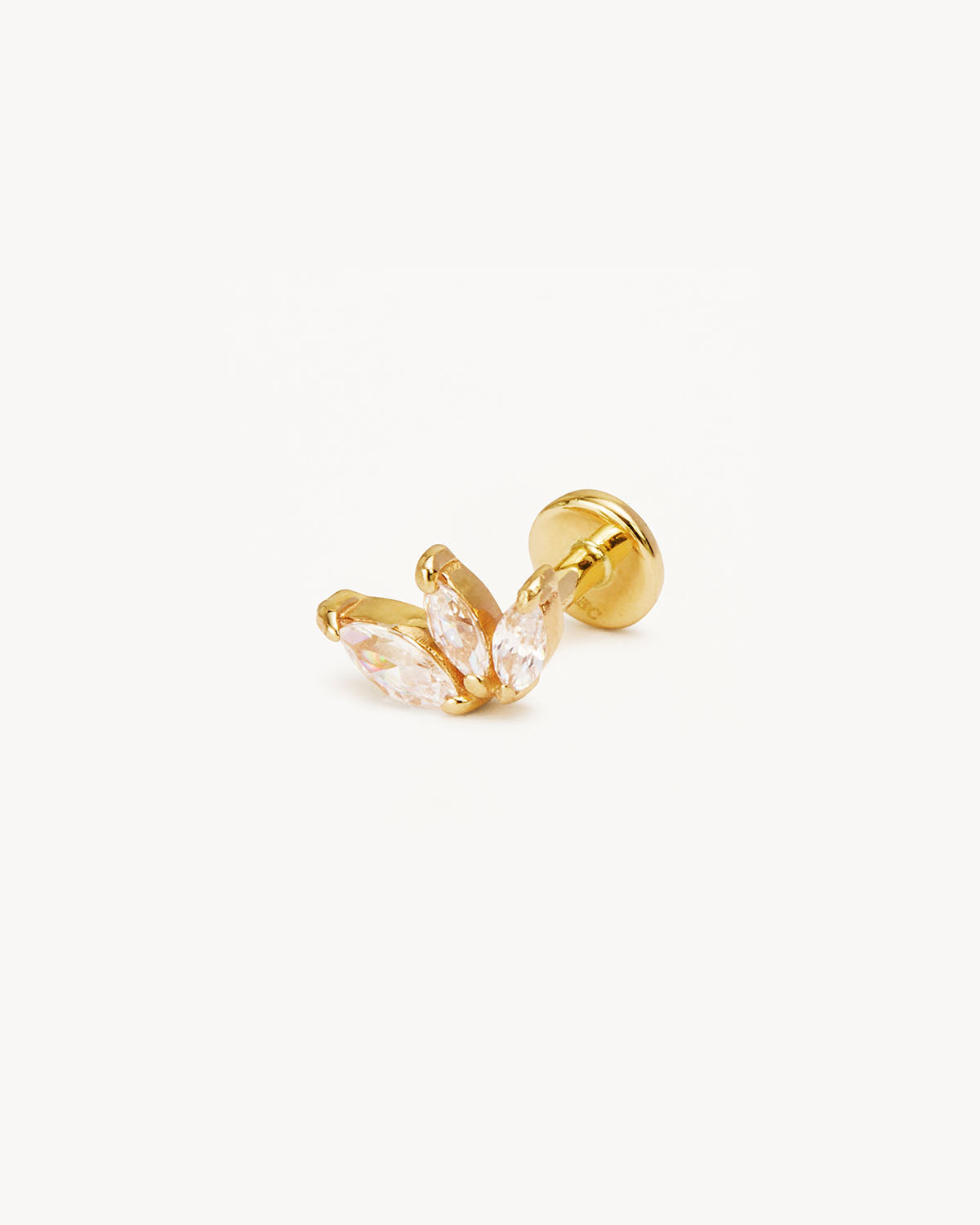 14K Solid Gold Blooming Lotus Crystal Cartilage Earrings - Dainty Floral Stud Earrings for Women - Perfect for Everyday Wear, Parties & Special Occasions