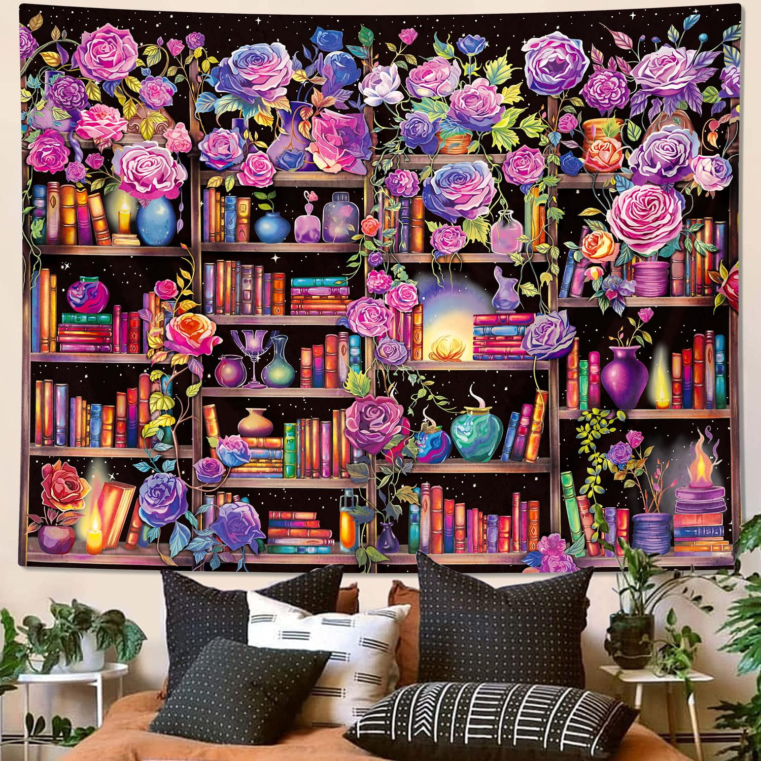 ARTCREATOR Pink and Purple Floral Wall Tapestry - 29