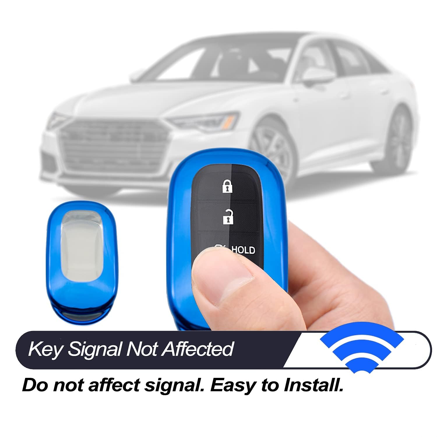 MECHCOS Blue TPU Key Fob Cover Case Compatible with Honda Civic CR-V Accord HR-V Pilot 2022-2024 - Keyless Entry Remote Holder Skin Protector for Car Keys (Perfect for Daily Protection & Easy Access)