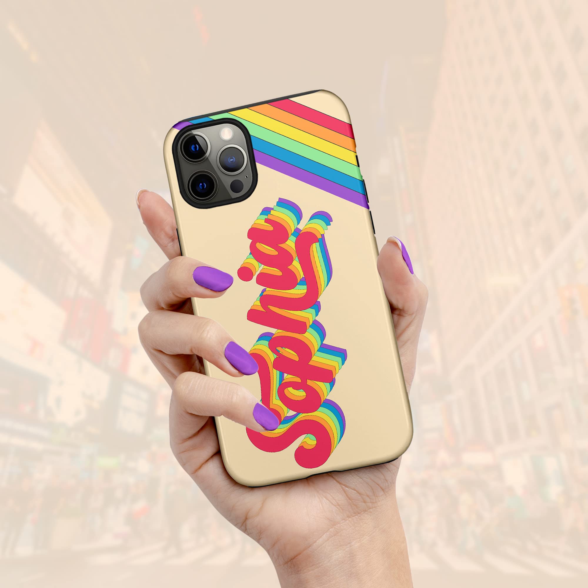 Retro LGBTQ Pride Rainbow Personalized Phone Case - Custom Name Design for iPhone 16 Plus, 15 Pro Max, 14, 13 Mini, 12, 11, X/XS Max, XR, 7/8 - Perfect for Pride Events, Festivals & Everyday LGBTQ Support