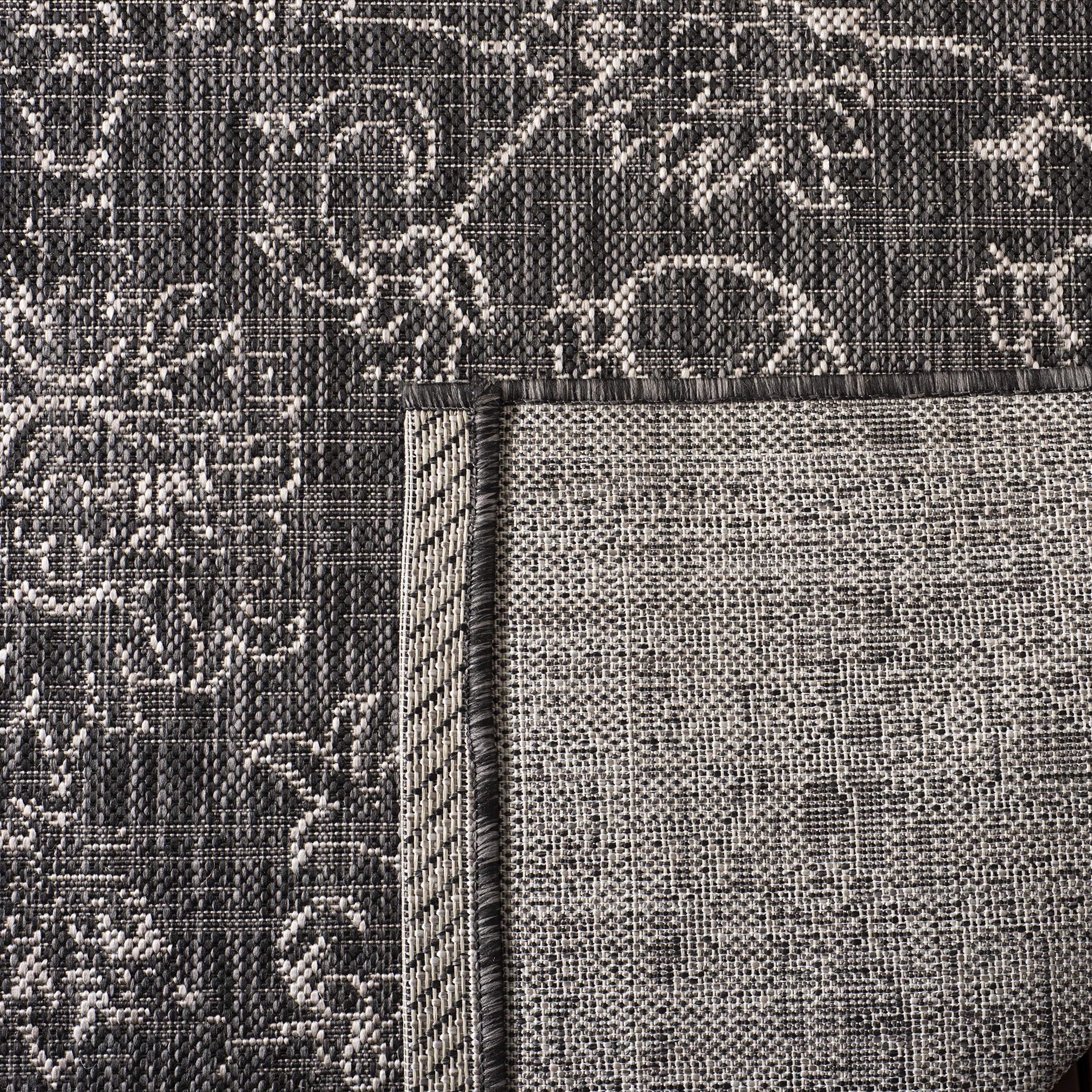 SAFAVIEH Courtyard Collection 4' x 5'7' Indoor Outdoor Area Rug - Black Ivory Bohemian Design for Patio, Backyard, Mudroom & Entryway Decor