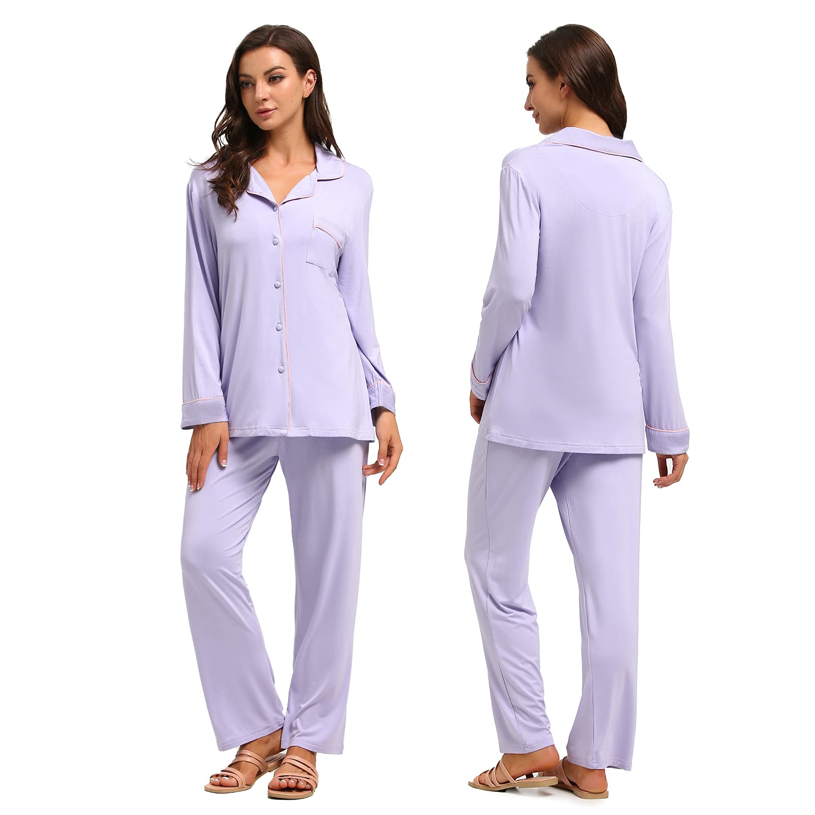 Soft & Comfy Women's Bamboo Pajama Sets - Long Sleeve Button Down Sleepwear & Loungewear (Sizes S-XXL) | Perfect for Relaxing at Home, Sleepovers & Cozy Nights