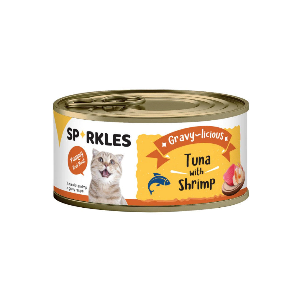 24-Pack Sparkles Gravylicious Jellylicious Wet Cat Food - 80g Cans with Chicken, Tuna & Salmon - Healthy Nutritious Meal for Adult & Senior Cats - Perfect for Daily Feeding & Weight Management
