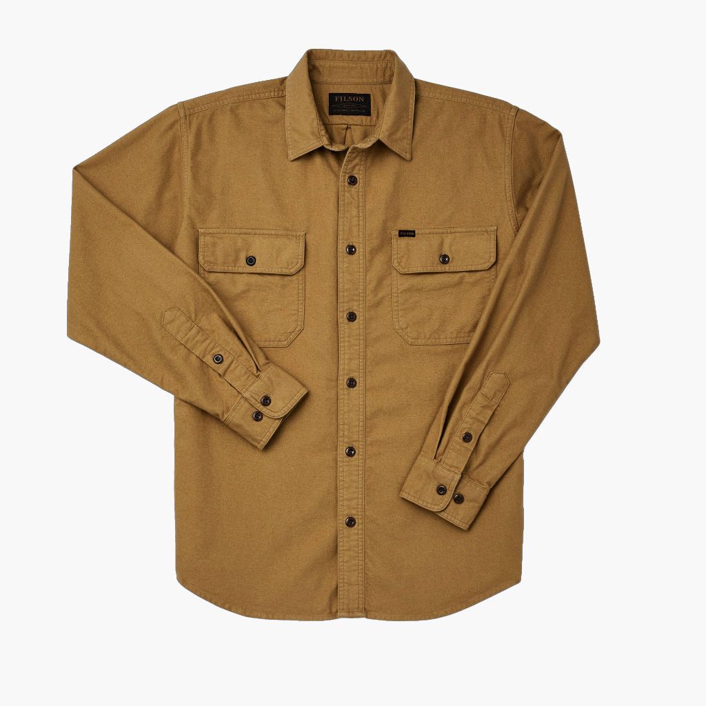 Filson Field Flannel Shirt for Men - Premium Tan Nubuck Plaid Shirt | Durable Outdoor Workwear for Hiking, Camping & Casual Wear