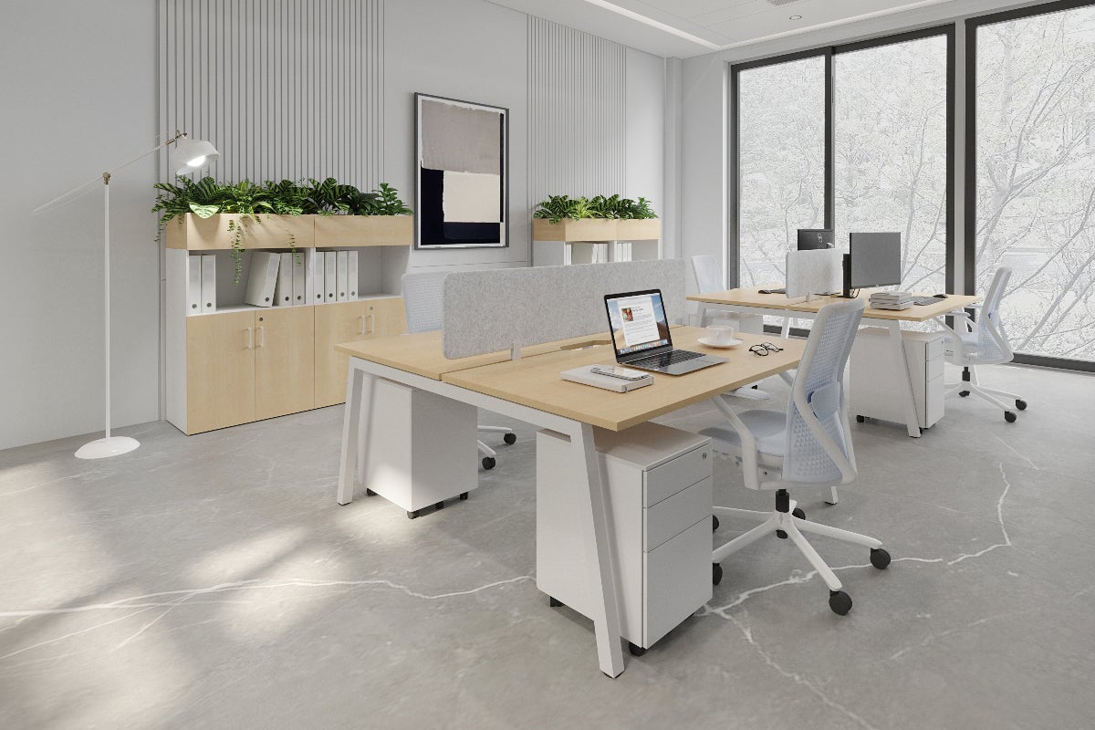 Quadro 2-Person Office Workstation Desk - 1600L x 800W with Cable Management - Perfect for Collaborative Workspaces & Home Offices