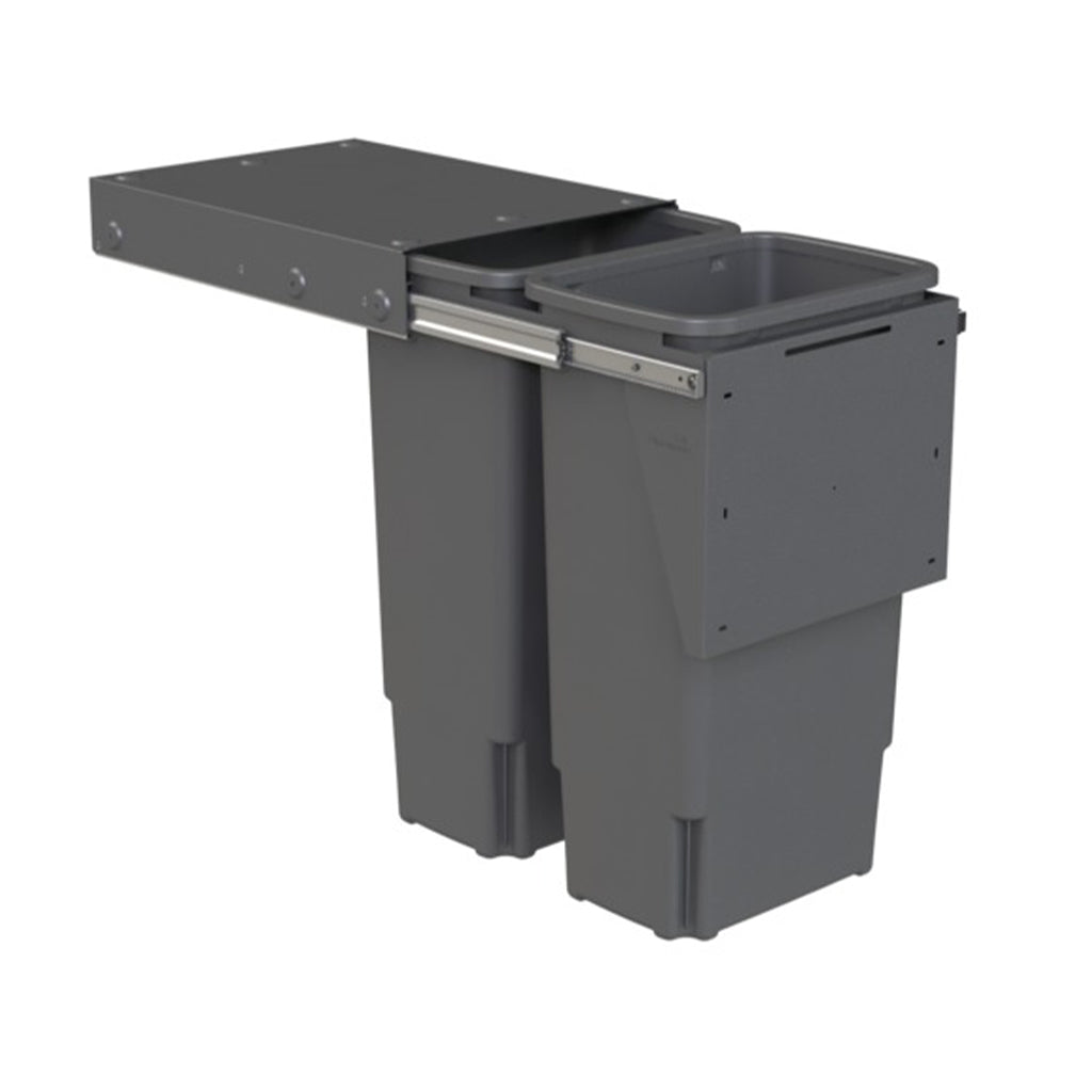 Hideaway Waste Bin - Compact Soft Close Trash Can 2x35L (Door Pull) - Perfect for Kitchen, Bathroom, and Office Organization