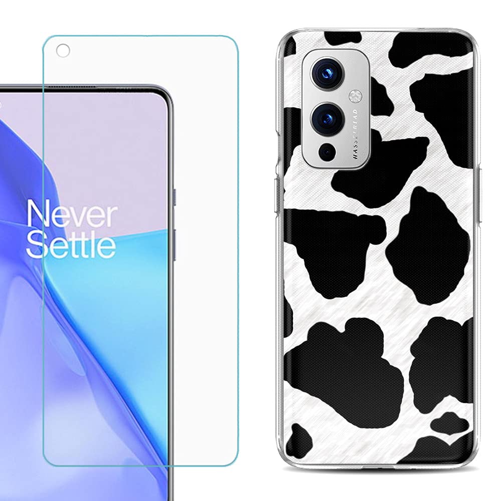 Slim TPU Case for OnePlus 9 5G with Screen Protector - Durable Cow Skin Design for Daily Protection