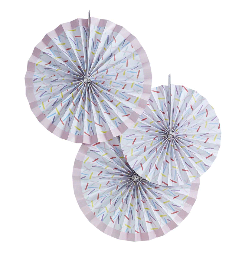 Ginger Ray Colorful Sprinkles Paper Fan Decorations - Party Decor, Baby Shower, Wedding, Birthday Celebration - Perfect for DIY Crafts and Festive Events