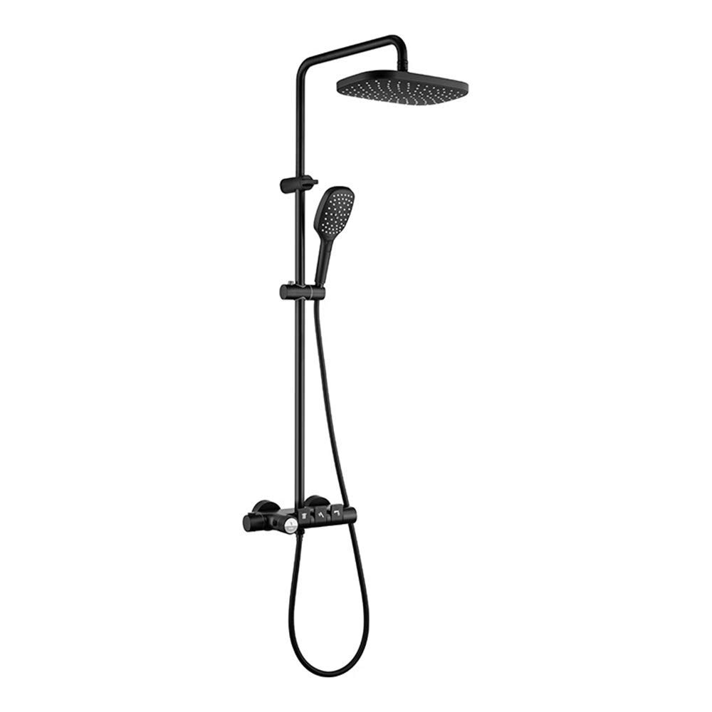 ZCYXQR Black Thermostatic Shower System - 3 Function Shower Mixer with Rainfall Shower Head & Handheld Sprayer for Luxury Bathroom Upgrade | Perfect for Master Bath, Guest Bath & Spa-Like Experience
