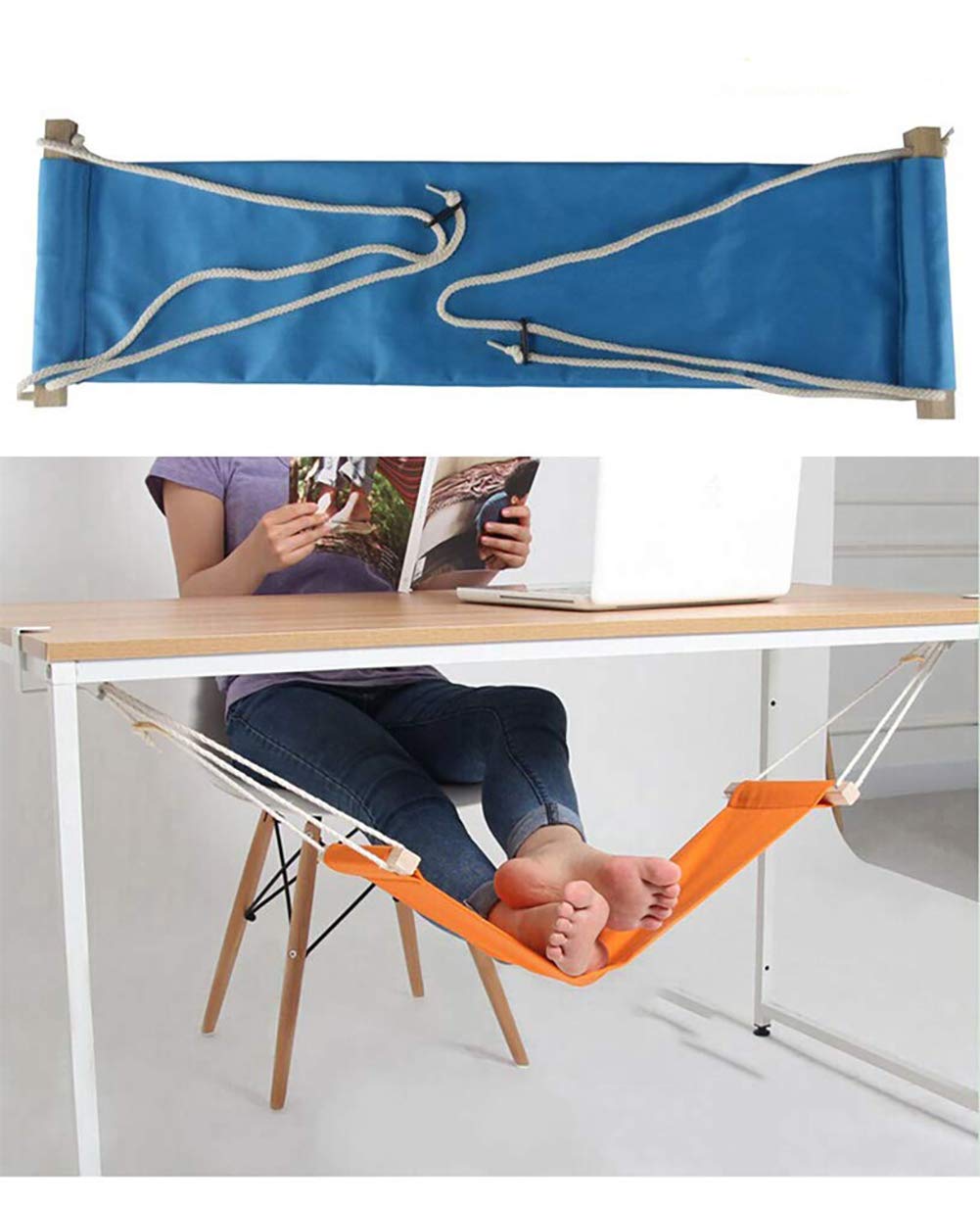 Adjustable Foot Hammock for Under Desk - Portable Office Foot Rest for Home, Work & Travel - Light Blue Ergonomic Foot Support for Standing Desk, Computer Work, Airplane & Study Relaxation