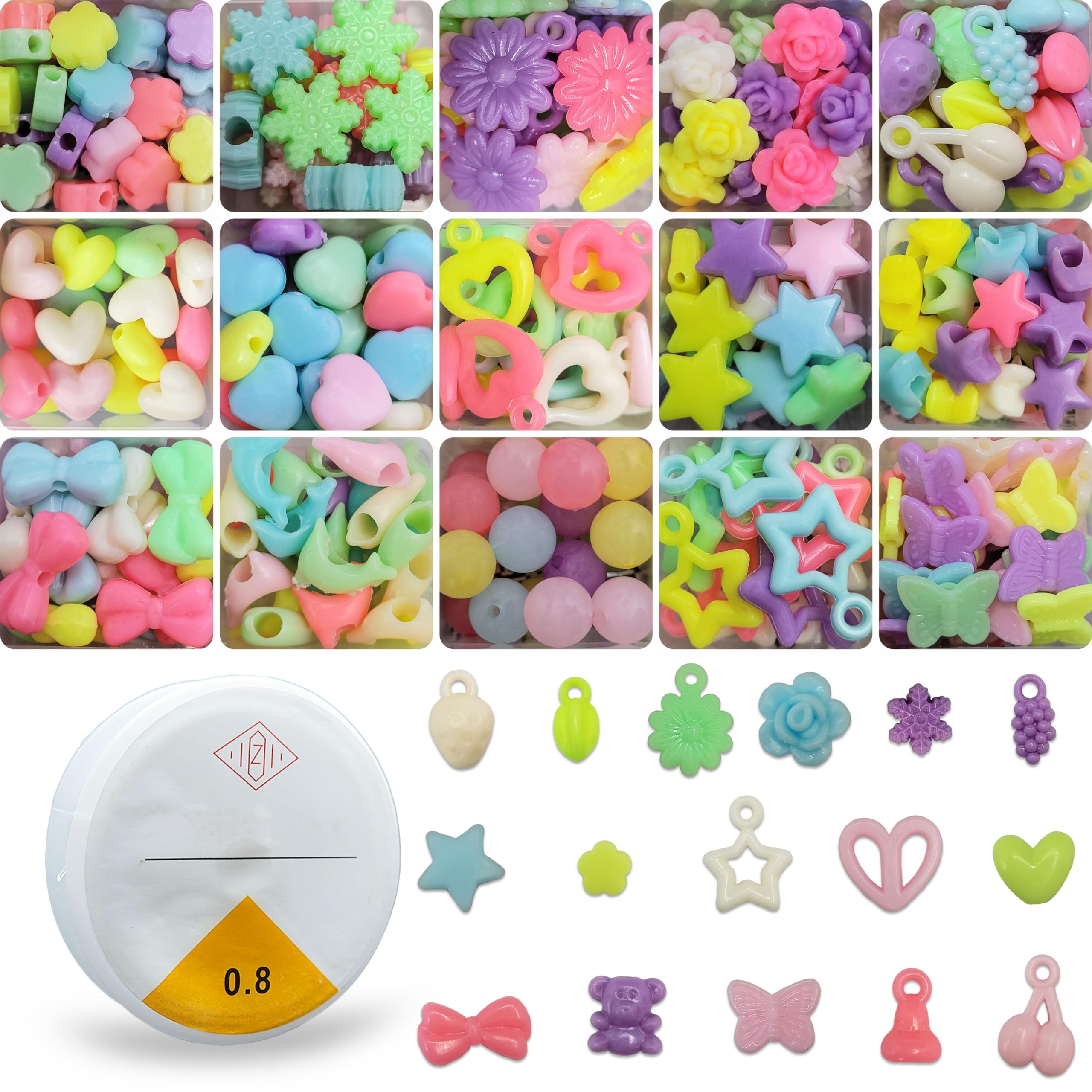 INDIKONB Kids Beads and Charms Jewelry Making Kit - 500+ Multicolor Beads for DIY Bracelets, Necklaces, Earrings | Creative Arts & Crafts Gift for Girls Boys | Perfect for Birthday Parties, Classroom Activities & Sensory Play