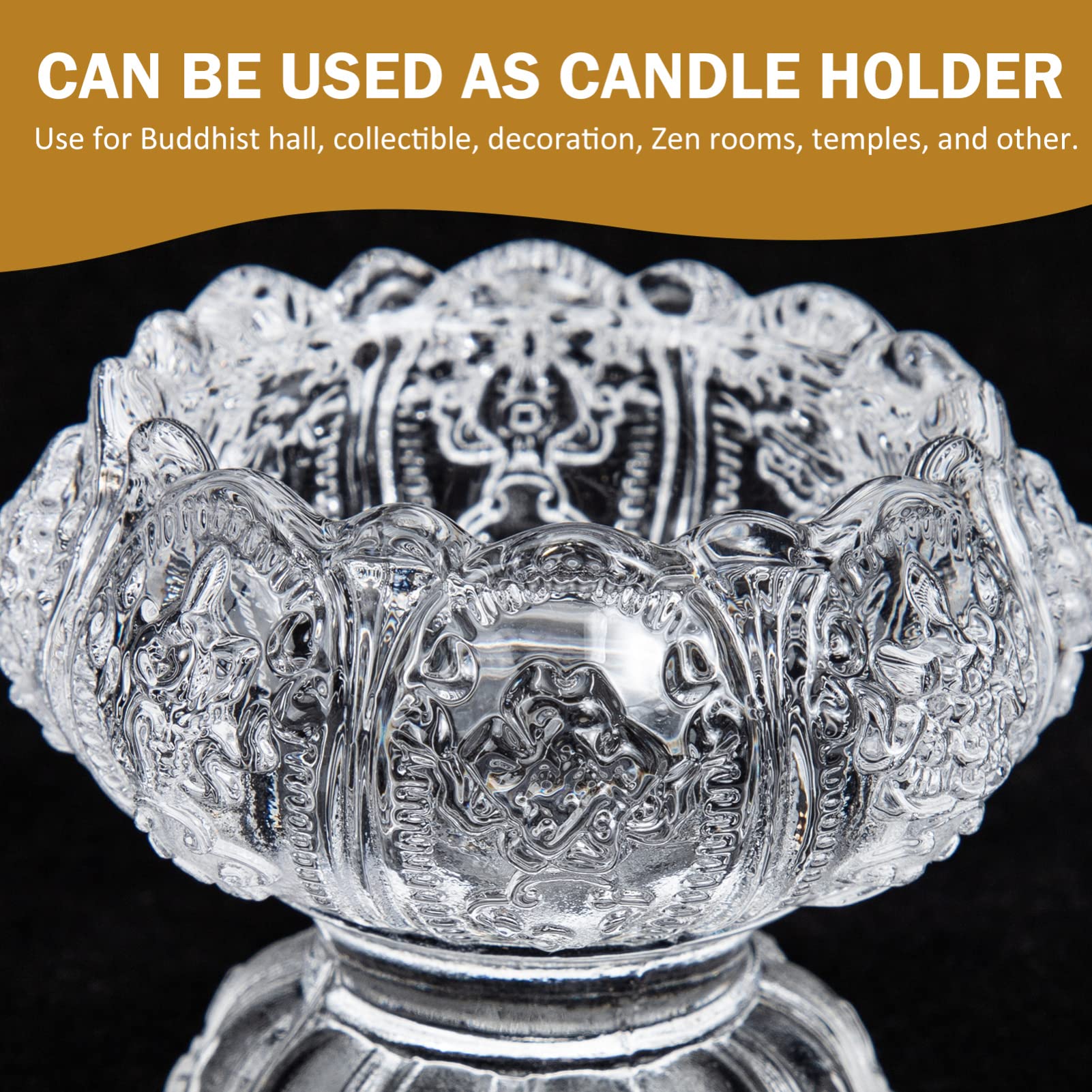 2-Pack Clear Glass Tealight Candle Holders - Elegant Buddhist-Inspired Crystal Table Centerpiece for Weddings, Meditation & Home Decor