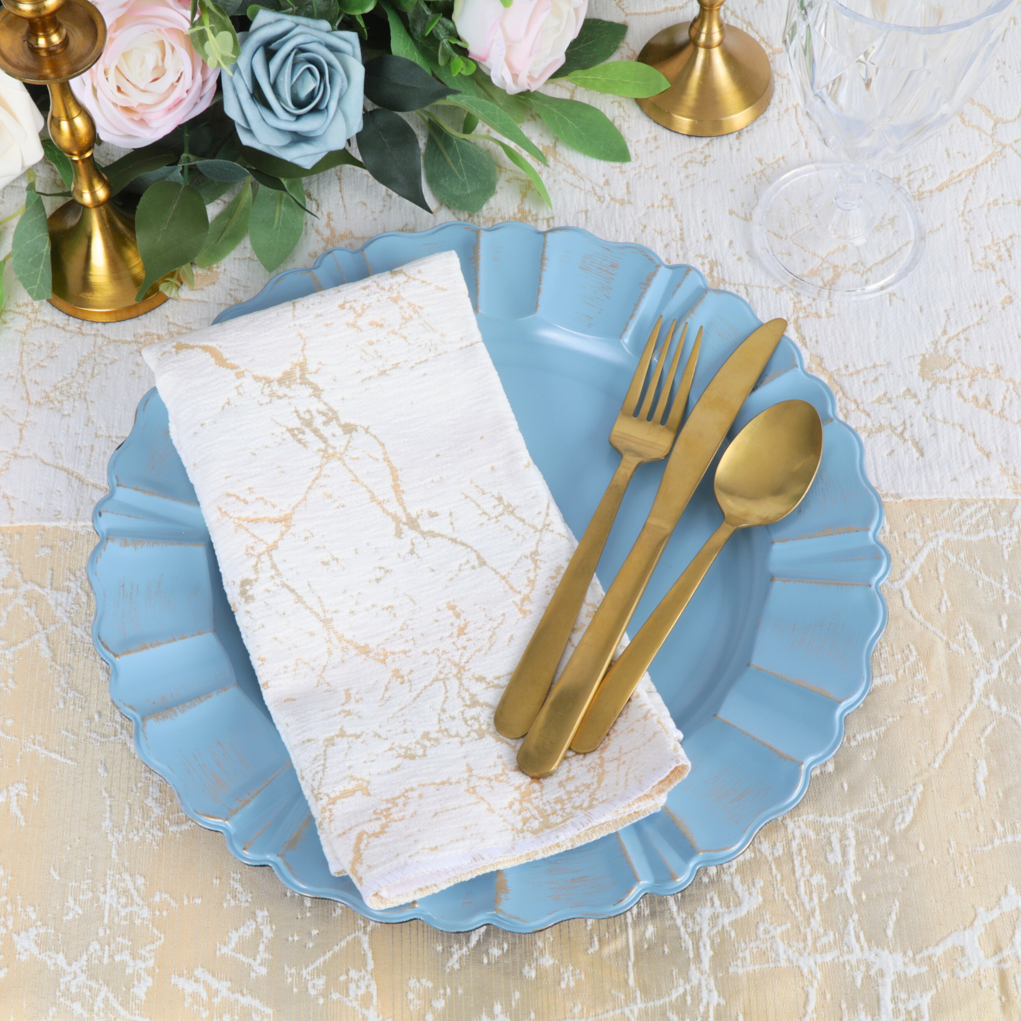 Elegant Marble Reversible Jacquard Tablecloth 90x132 Inches Rectangle Dining Table Cover in Gold - Perfect for Formal Dinners, Weddings & Holiday Decor