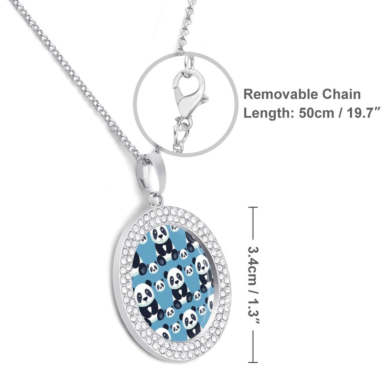 Cute Panda Multicolored Diamond Necklace - Circle Pendant Jewelry for Women, Girls - Perfect Gift for Birthday, Anniversary & Valentine's Day - Elegant Everyday Wear & Special Occasions