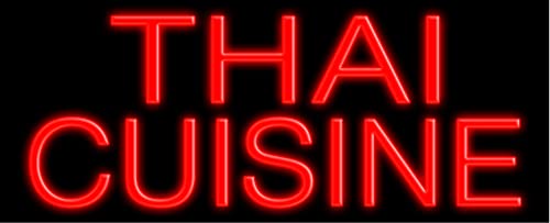 Authentic Thai Cuisine Glass Neon Sign #10300 - Handcrafted in USA | Perfect for Restaurants, Bars & Home Decor