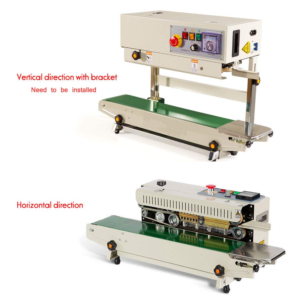 TECHTONGDA FR-770 Automatic Continuous Band Sealer Machine with Vertical Bracket - 110V Plastic/PVC Bag Sealing for Packaging | Ideal for Food, Retail & Industrial Use