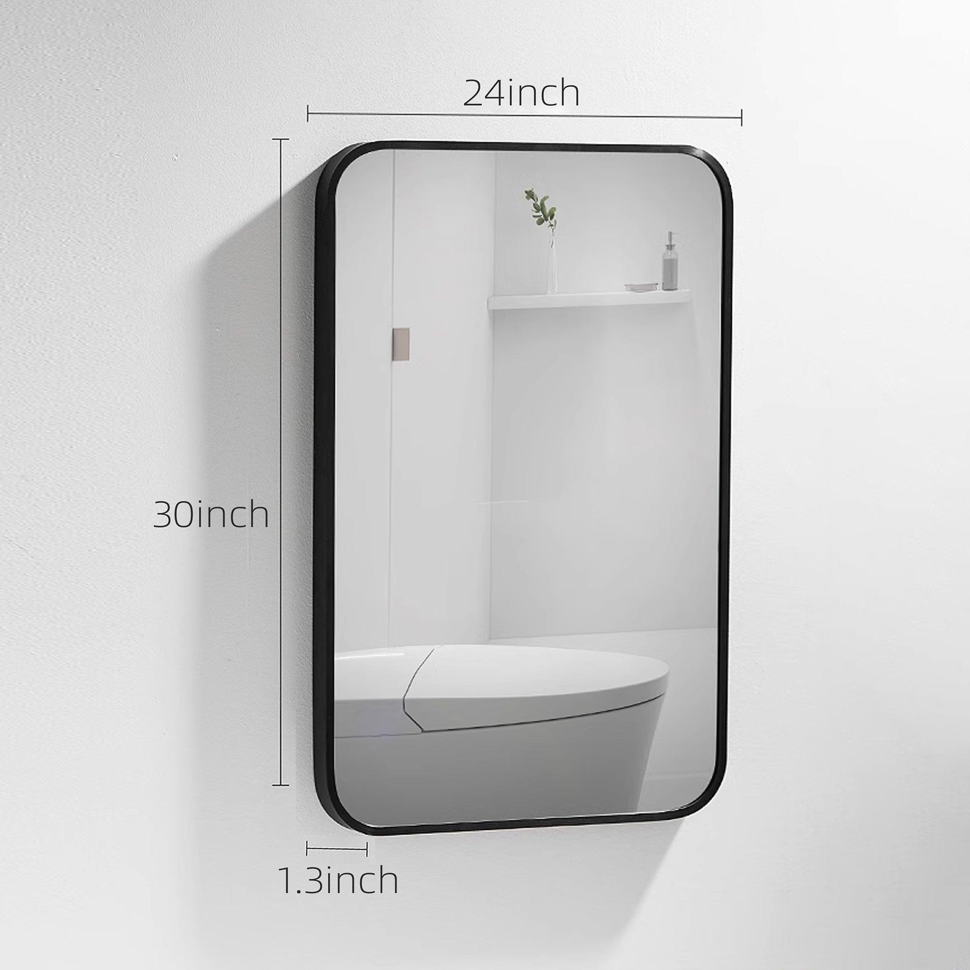 Rectangle Brushed Black Aluminum Framed Wall Mirror - Modern Home Decor for Living Room, Bedroom & Entryway