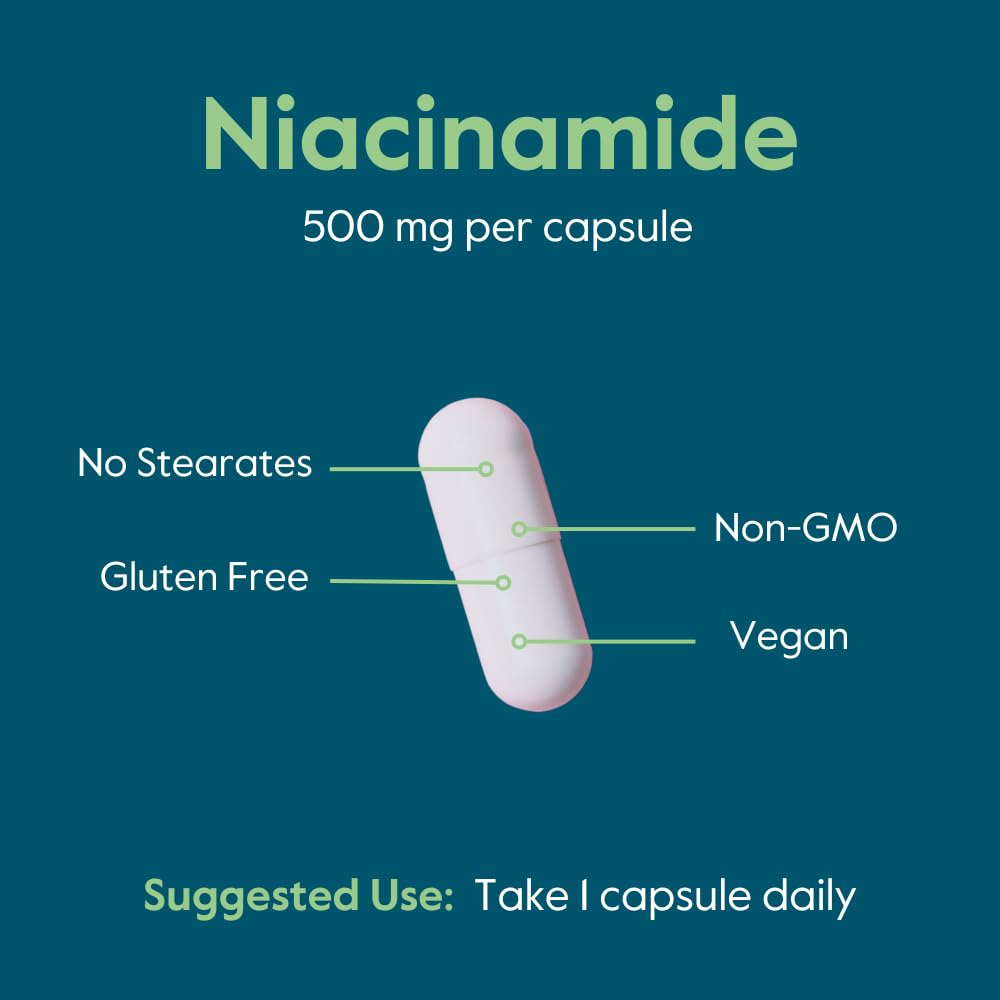 BESTVITE Niacinamide 500mg Supplement (240 Vegetarian Capsules) - Vegan, Gluten Free, Non-GMO, No Stearates - Supports Skin Health & Metabolism - Perfect for Daily Wellness Routine