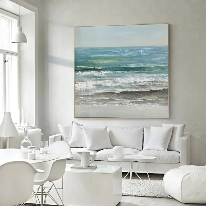 Ocean and Sky Painting #OS 014 - Handmade Canvas Wall Art for Home Decor, Office, Living Room & Bedroom