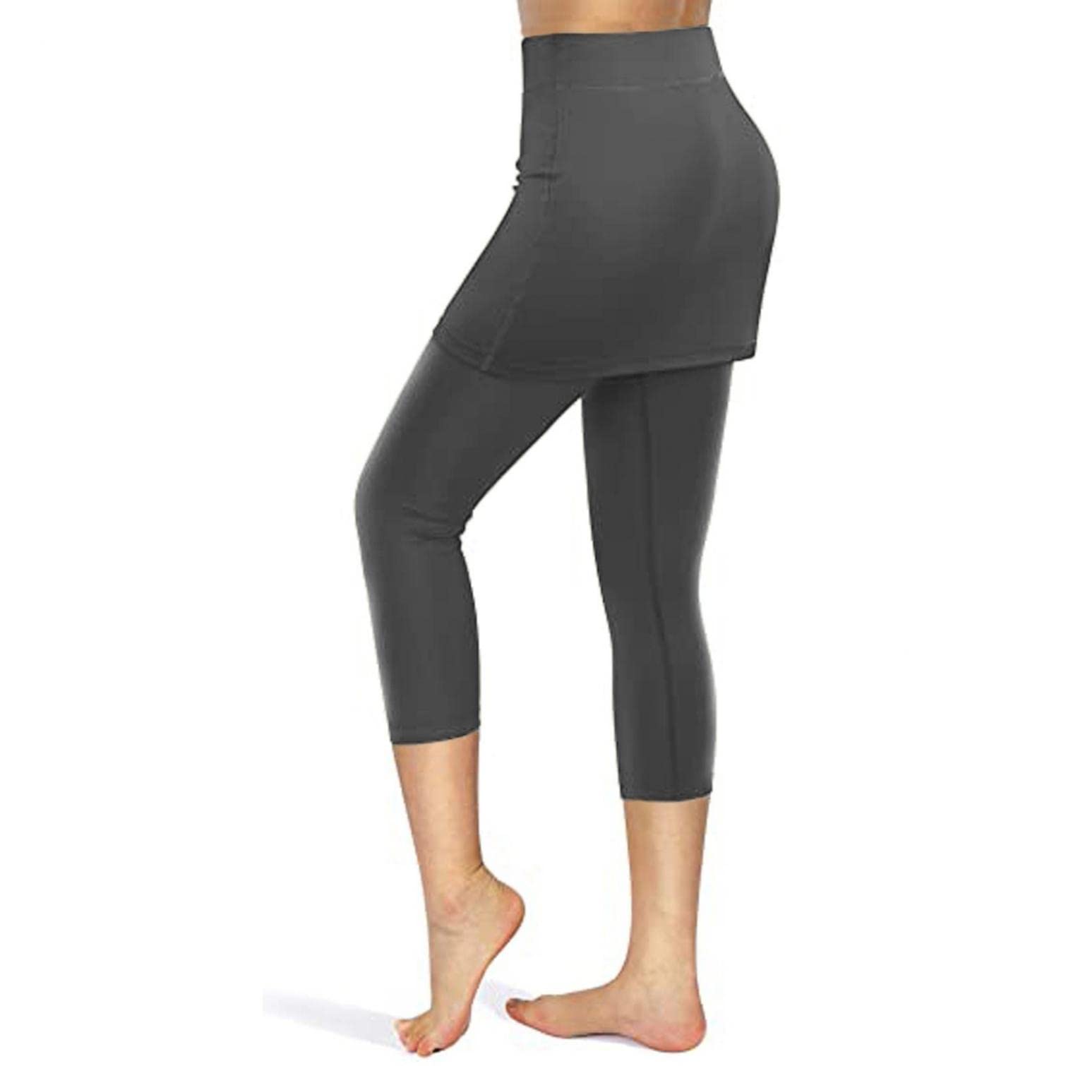 Zpervoba Women's Skirted Leggings with Pockets - Stretchy Yoga Pants for Tennis, Golf & Workout - Comfortable Athletic Skirt Leggings for Running, Gym & Casual Wear