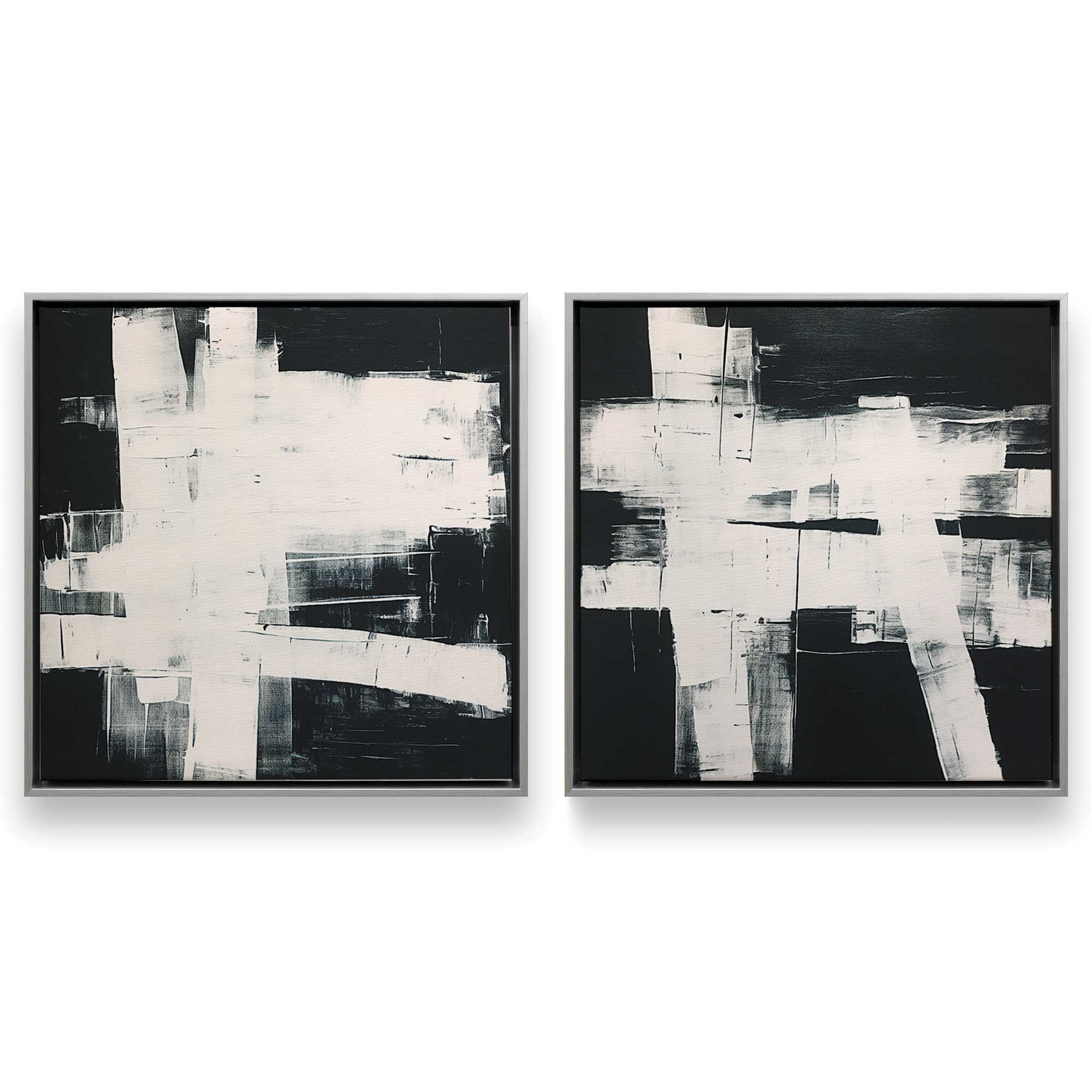 Eclipsed Onyx Tangle Wall Art - Set of 2 Canvas Prints for Modern Home & Office Decor | Perfect for Living Room, Bedroom or Workspace