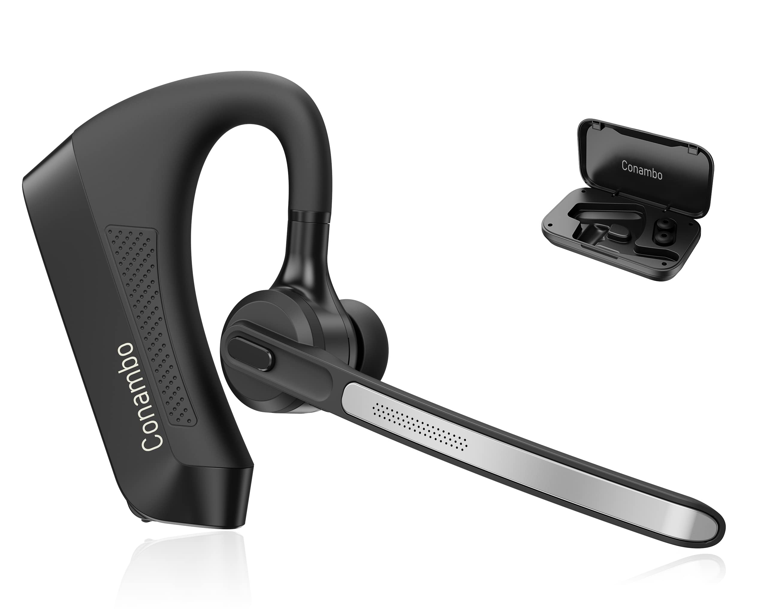 Conambo K21 Bluetooth Headset V5.1 Wireless Earpiece with CVC 8.0 Noise Cancellation, Dual Mic 16Hrs Talk Time for iPhone Android Smartphones - Perfect for Truckers, Office Work, Driving & Online Meetings