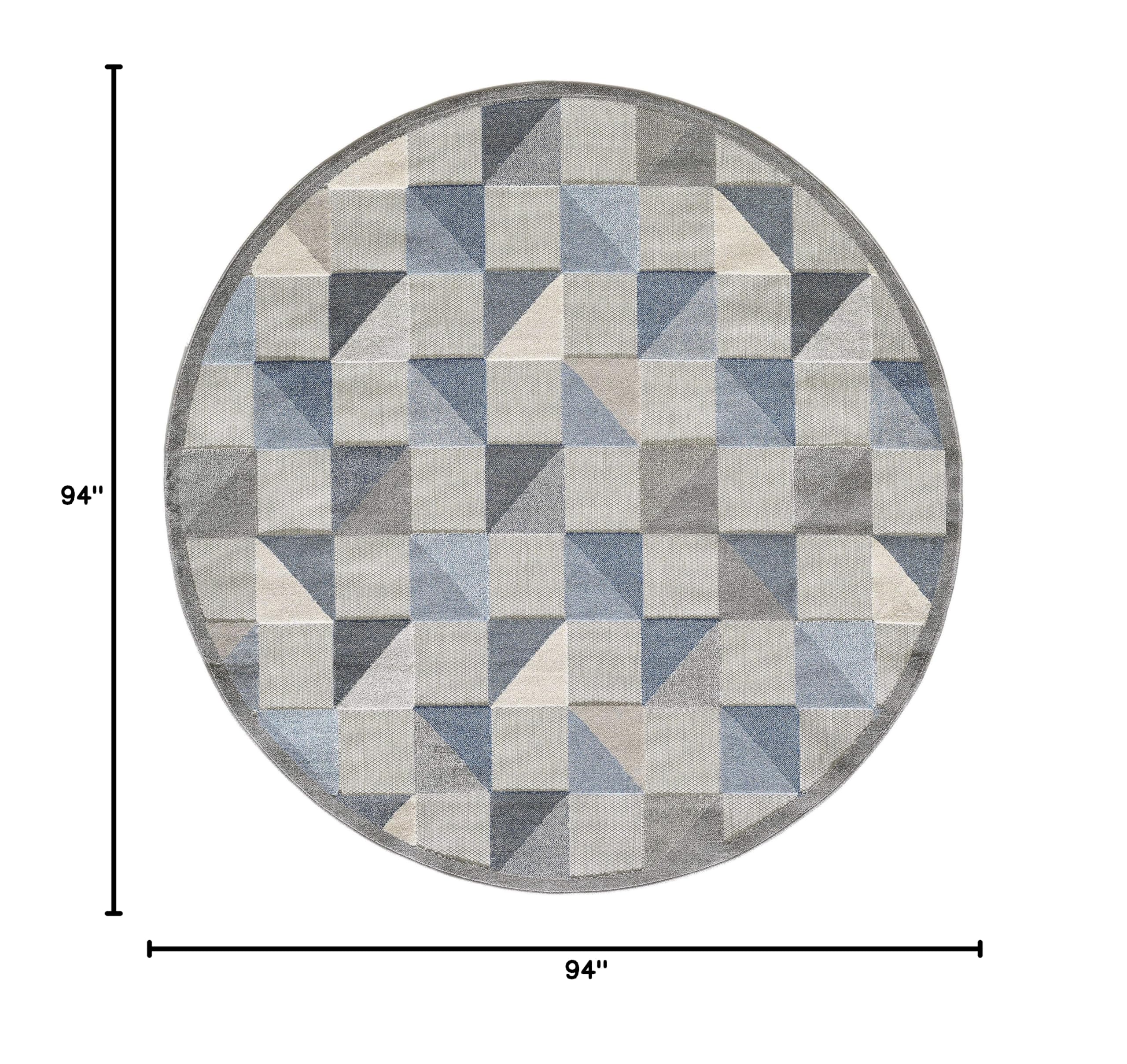 KAS Rugs Calla Blue Scope Plush Round Area Rug 7'10' - Soft & Durable Living Room Carpet for Bedroom, Nursery & Home Decor