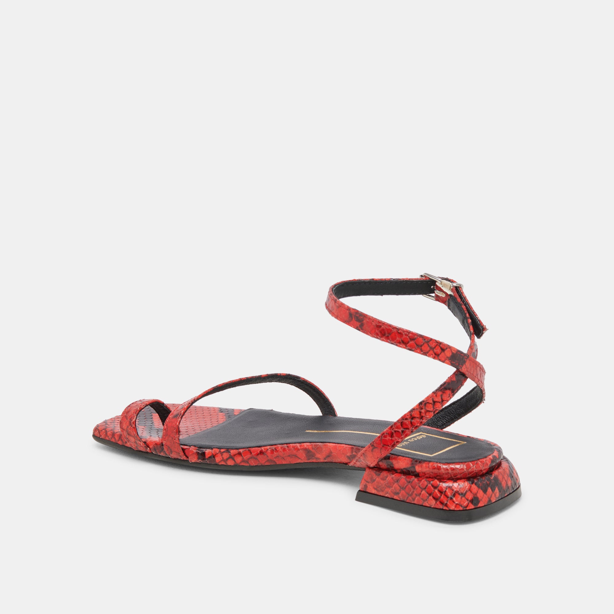LEXI Women's Red Snake Embossed Sandals - Fashionable Comfortable Slide Sandals for Summer, Beach, and Casual Outings