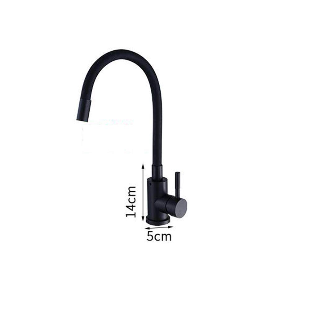 Black Stainless Steel Kitchen Faucet - 360° Swivel for Sink, Hot & Cold Water