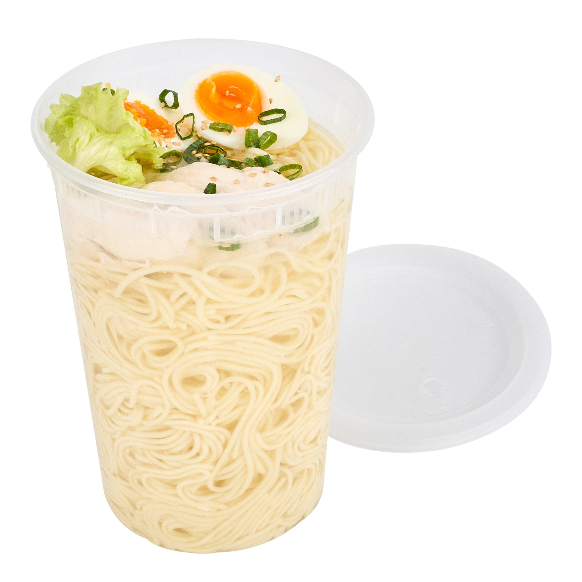 48 oz Round Clear Plastic Soup Containers with Lids - Microwave Safe, 5