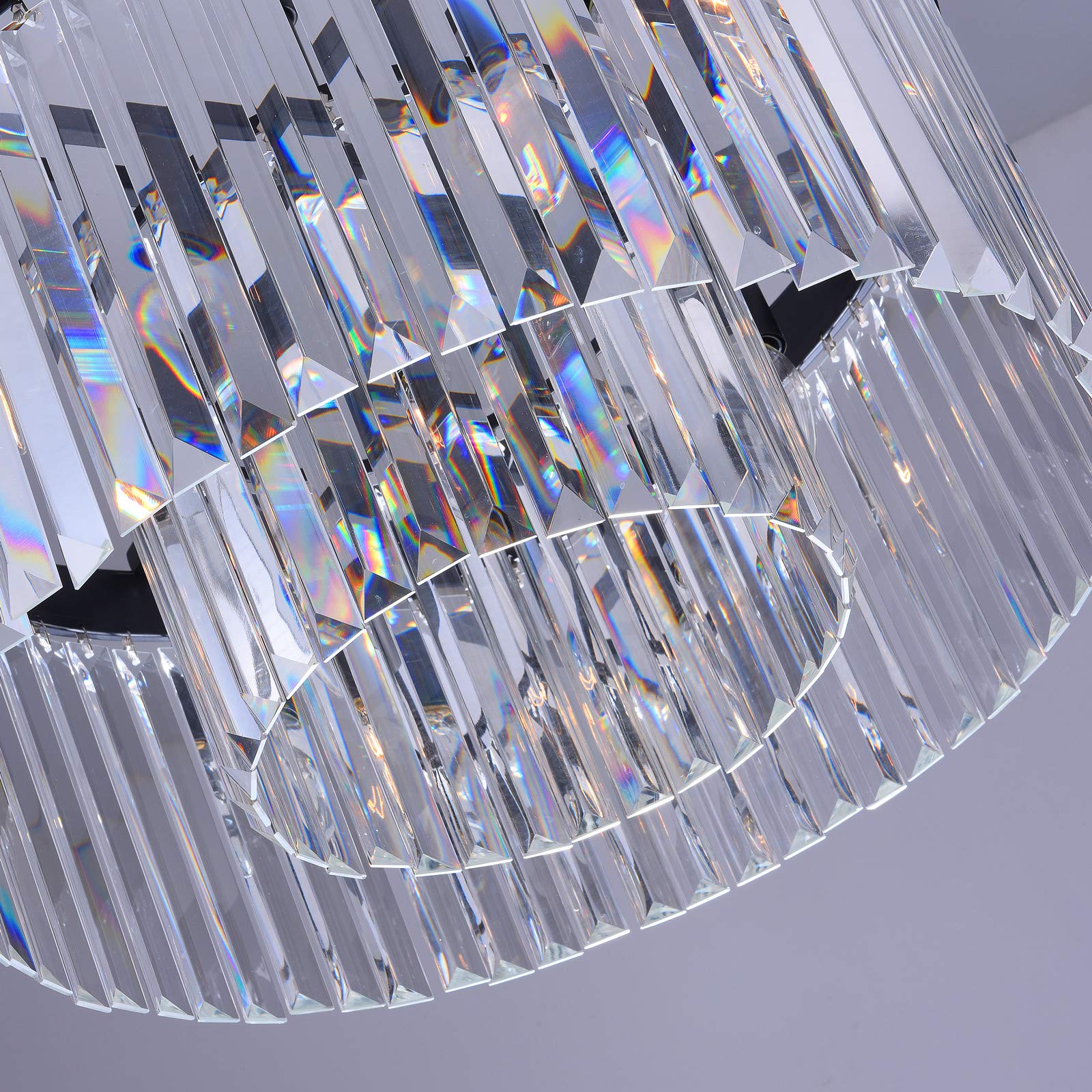 Modern Crystal Chandelier 5-Light Adjustable Hanging Pendant - 2-Tier Contemporary Ceiling Light Fixture with E12 Base for Dining Room, Living Room, Bedroom & Girls Room - Elegant Black Chandelier for Home Decor & Wedding Venue Lighting