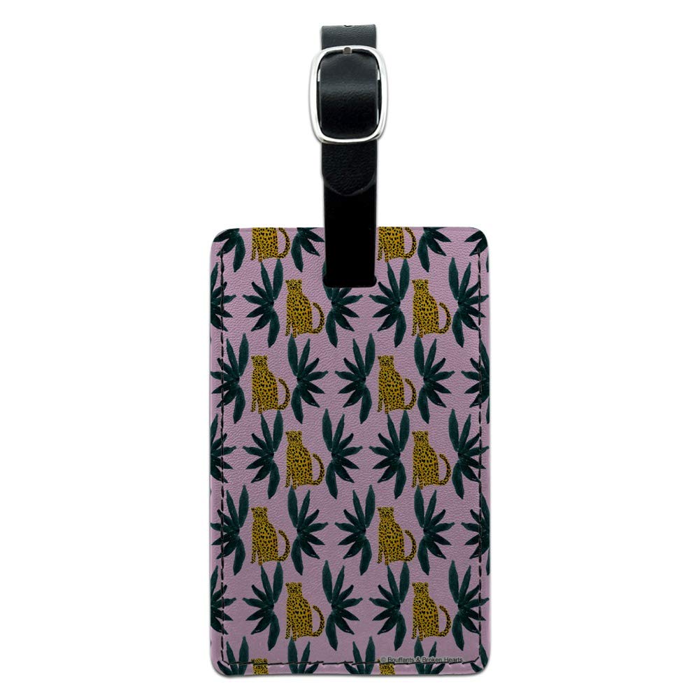 Cheetah Print Leather Luggage Tag with Leaves Design - Rectangle Carry-On ID Tag for Suitcases, Bags & Travel Accessories | Perfect for Business Trips, Vacations & Personalized Gift