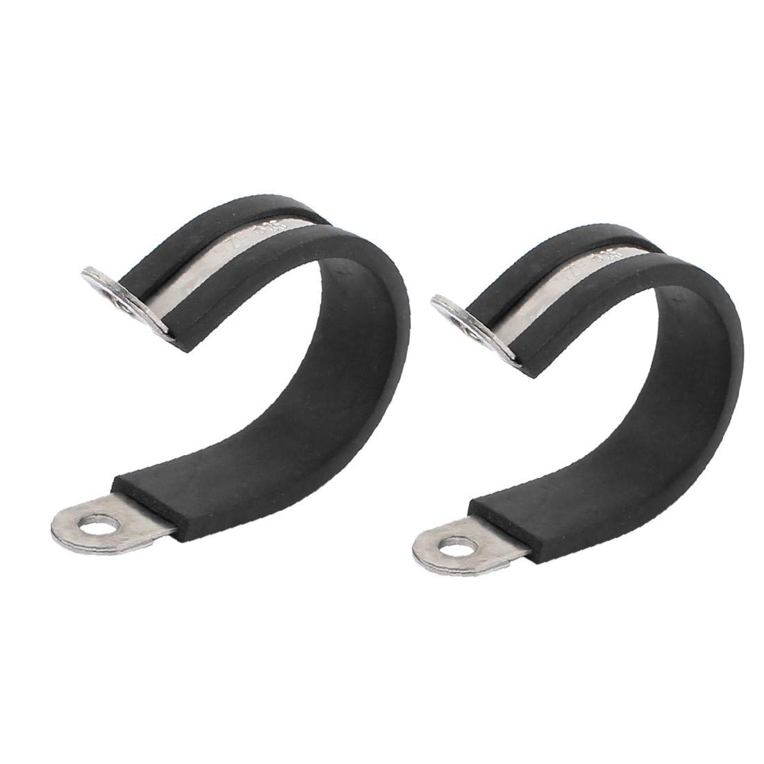 Stainless Steel R-Shaped Rubber Lined Tube Pipe Clips - 35mm Diameter (2 Pack) - Secure Cable Management for Home, Office & Industrial Use