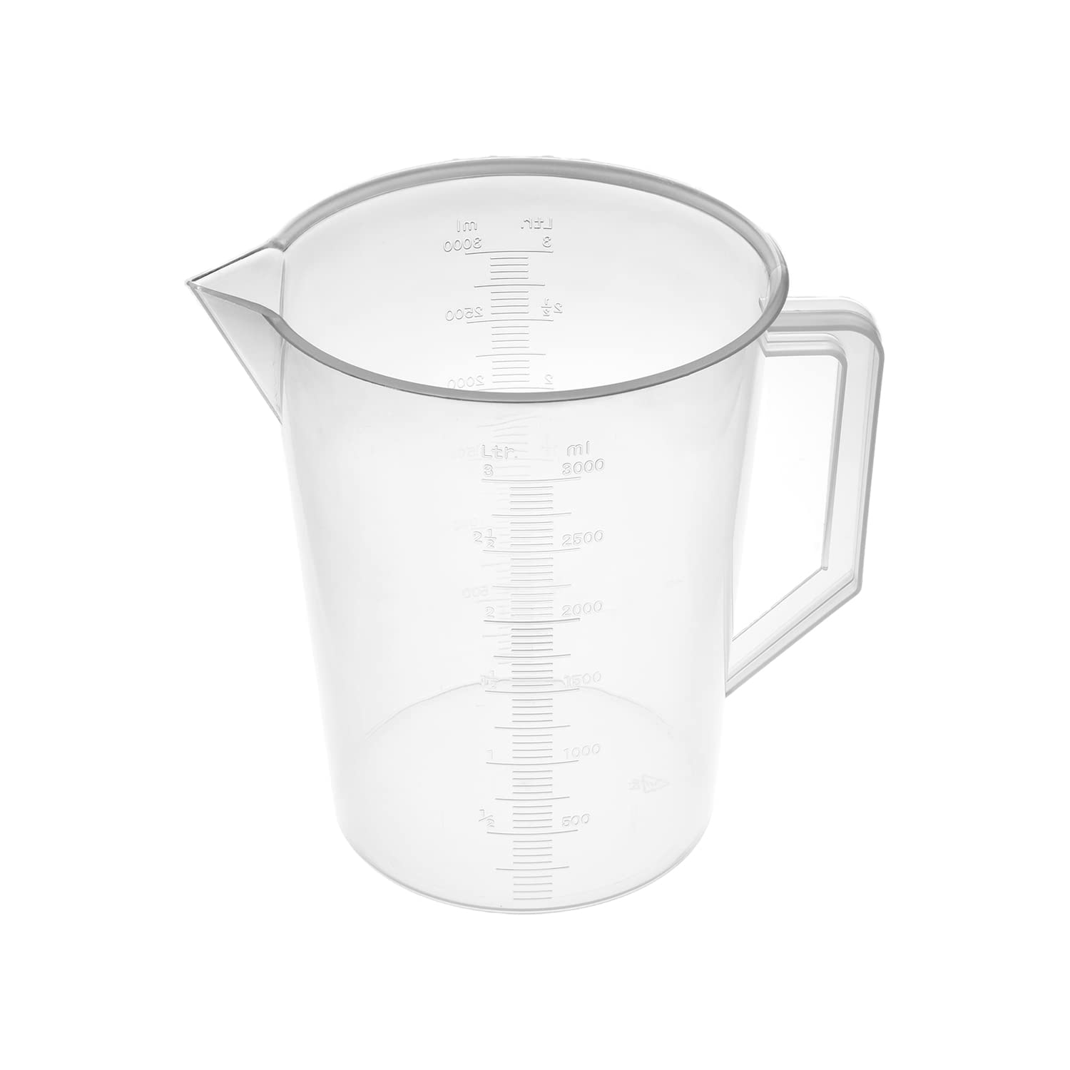 Bettomshin 3000ml Plastic Graduated Beaker with Handle - Transparent Metric Measuring Cup for Lab, Kitchen & DIY Projects - Ideal for Liquid Measurement, Mixing & Science Experiments