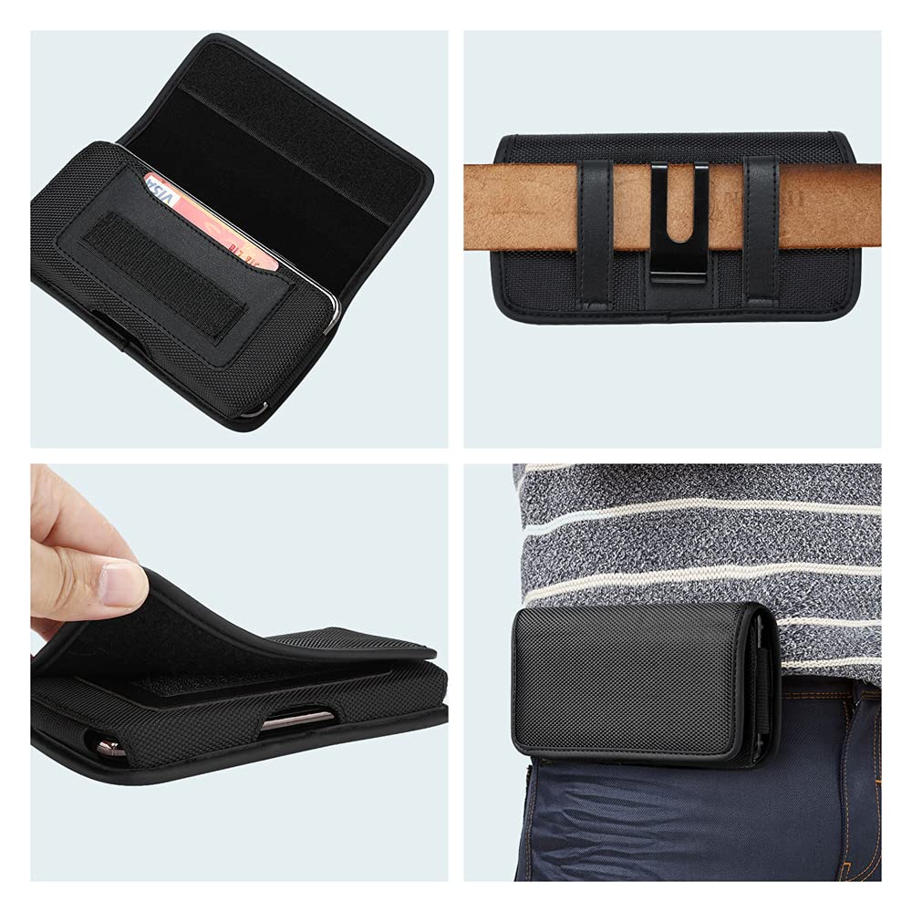 Universal XXL Horizontal Cell Phone Holster with Belt Clip - Compatible with Most Smartphones for Work, Hiking, and Outdoor Activities