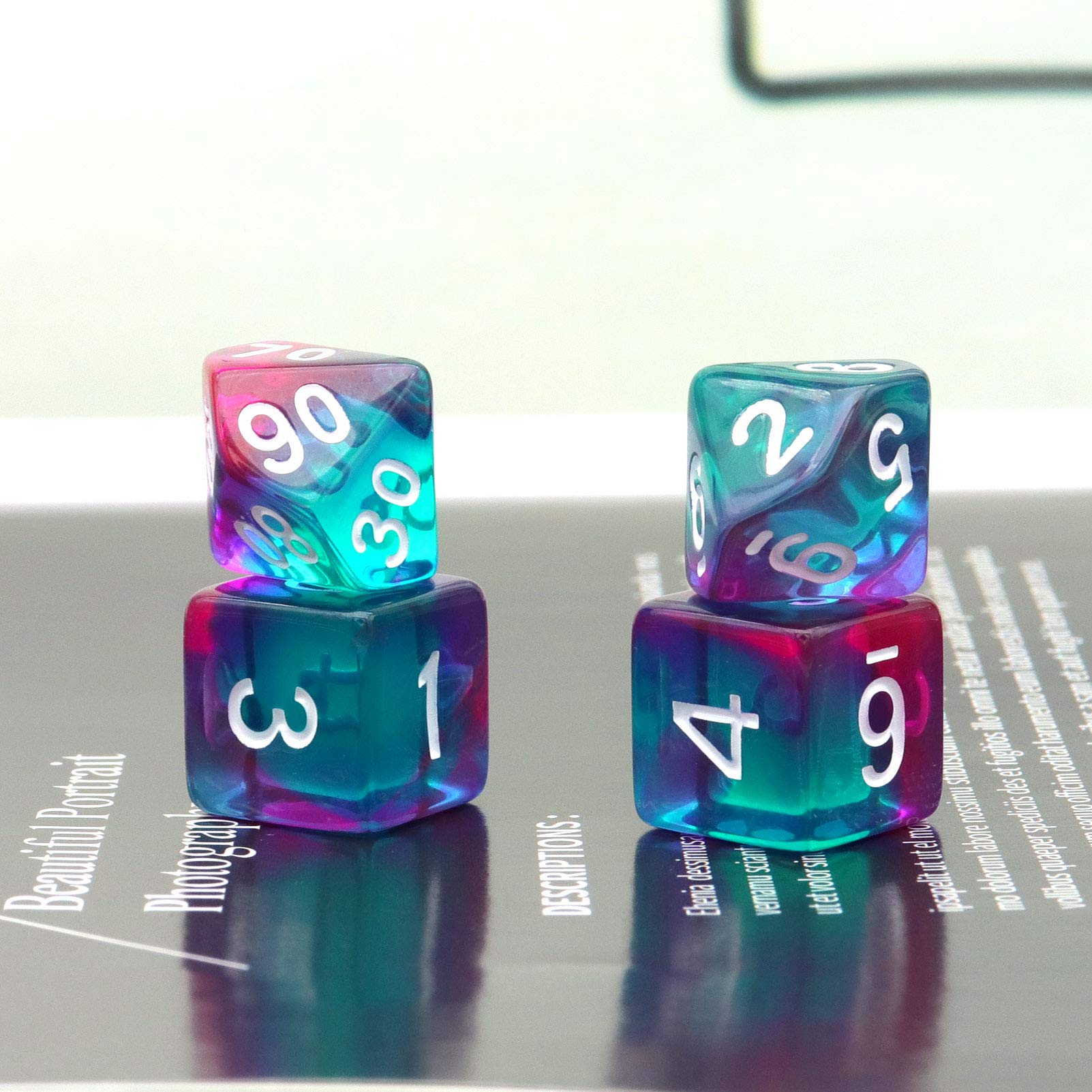 Haxtec 11-Piece DND Dice Set with Extra D6 & D20 - Translucent Purple & Teal Polyhedral Dice for Dungeons & Dragons 5e, RPG Tabletop Games, Gifts & Collectibles - Perfect for Adventurers & Fantasy Roleplaying