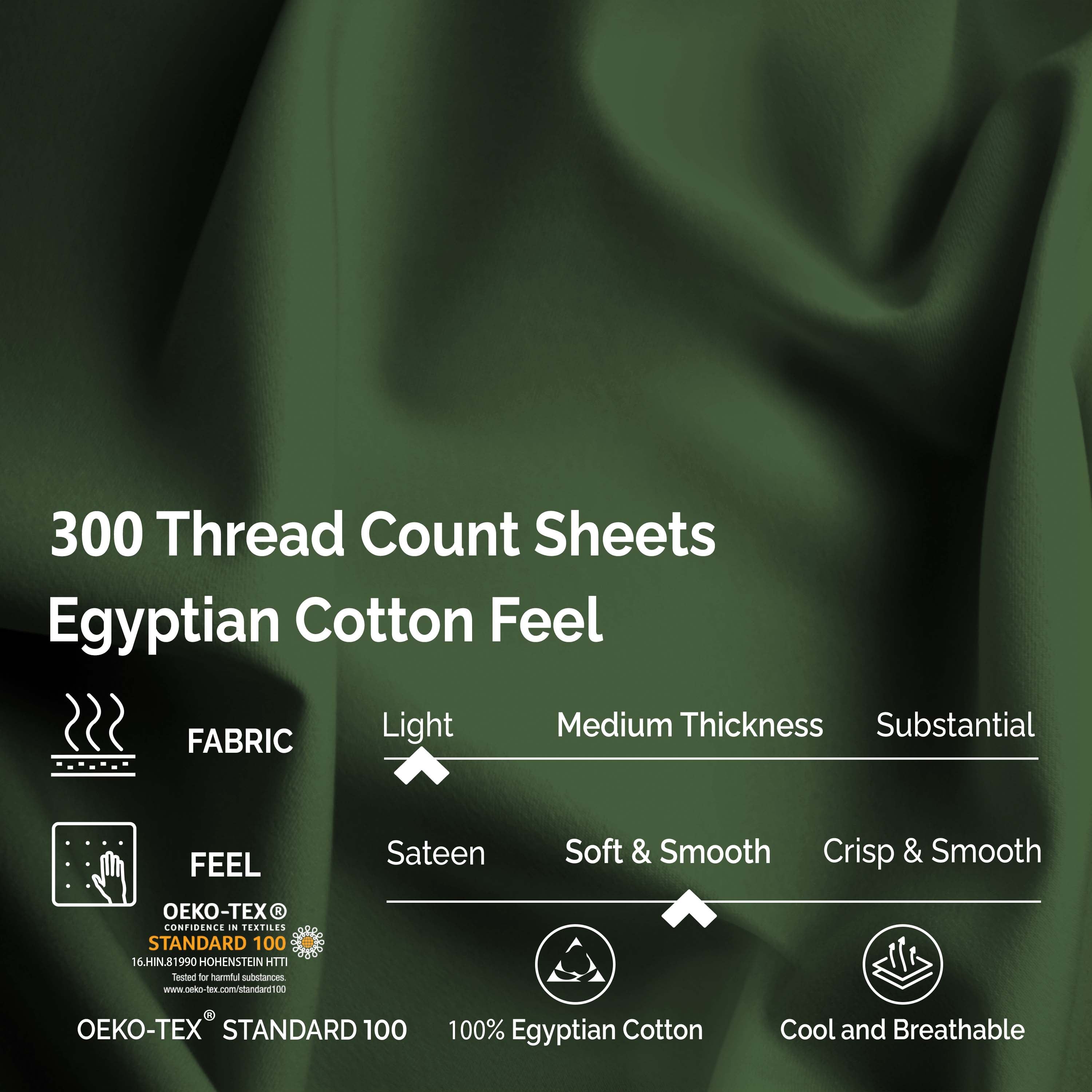 Premium 100% Egyptian Cotton 300 Thread Count Bed Sheet Set - Queen Size, 4-Piece (Flat Sheet, Fitted Sheet, 2 Pillowcases) - Soft, Breathable & Wrinkle-Resistant for Ultimate Comfort - Perfect for Luxury Hotels, Master Bedrooms & Guest Rooms