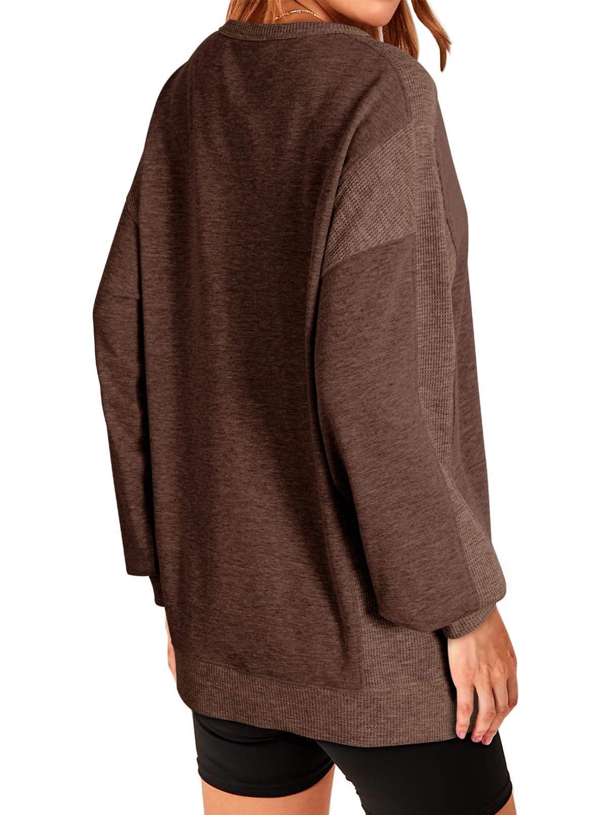 Women's Oversized Waffle Knit Sweatshirt - Dokotoo Casual Crewneck Long Sleeve Pullover Top | Perfect for Loungewear, Fall Outfits & Cozy Layering