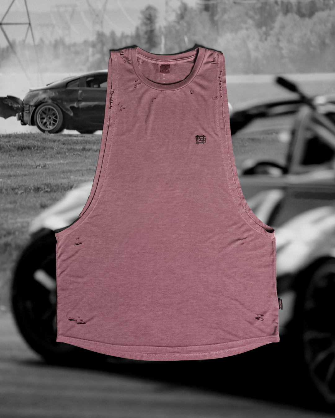 MOTO DISTRESSED BRO TANK TOP - Red Vintage Style Muscle Tee for Men | Gym Workout, Streetwear Fashion, Casual Summer Outfit