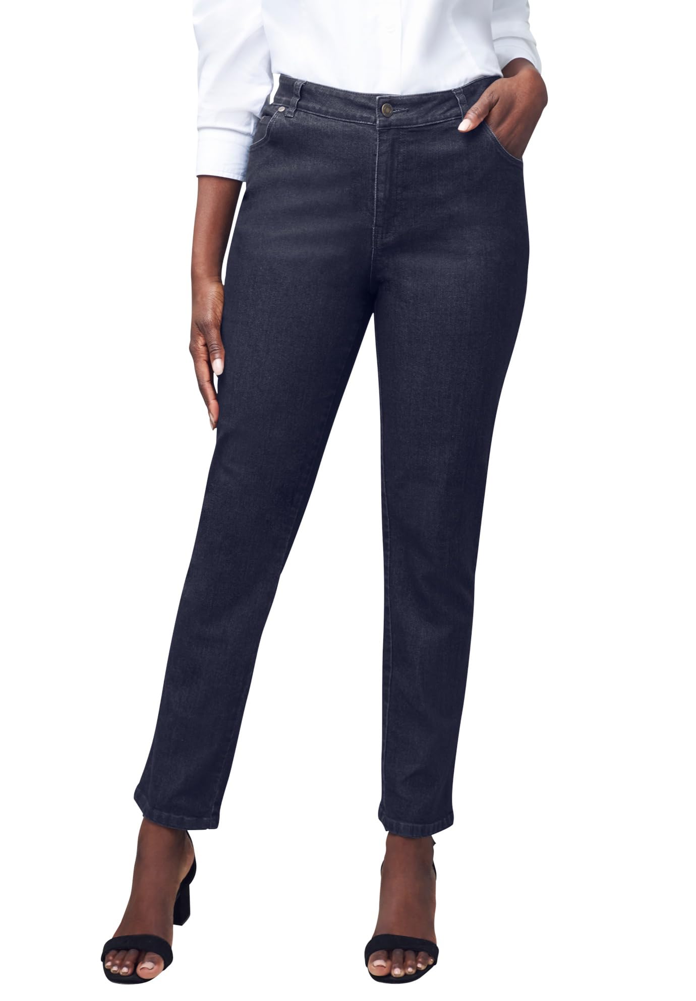 Jessica London Women's Plus Size Tall True Fit Stretch Denim Straight Leg Jeans - Size 26T, Indigo Wash | Comfortable & Flattering for Work, Casual Outings & Everyday Wear