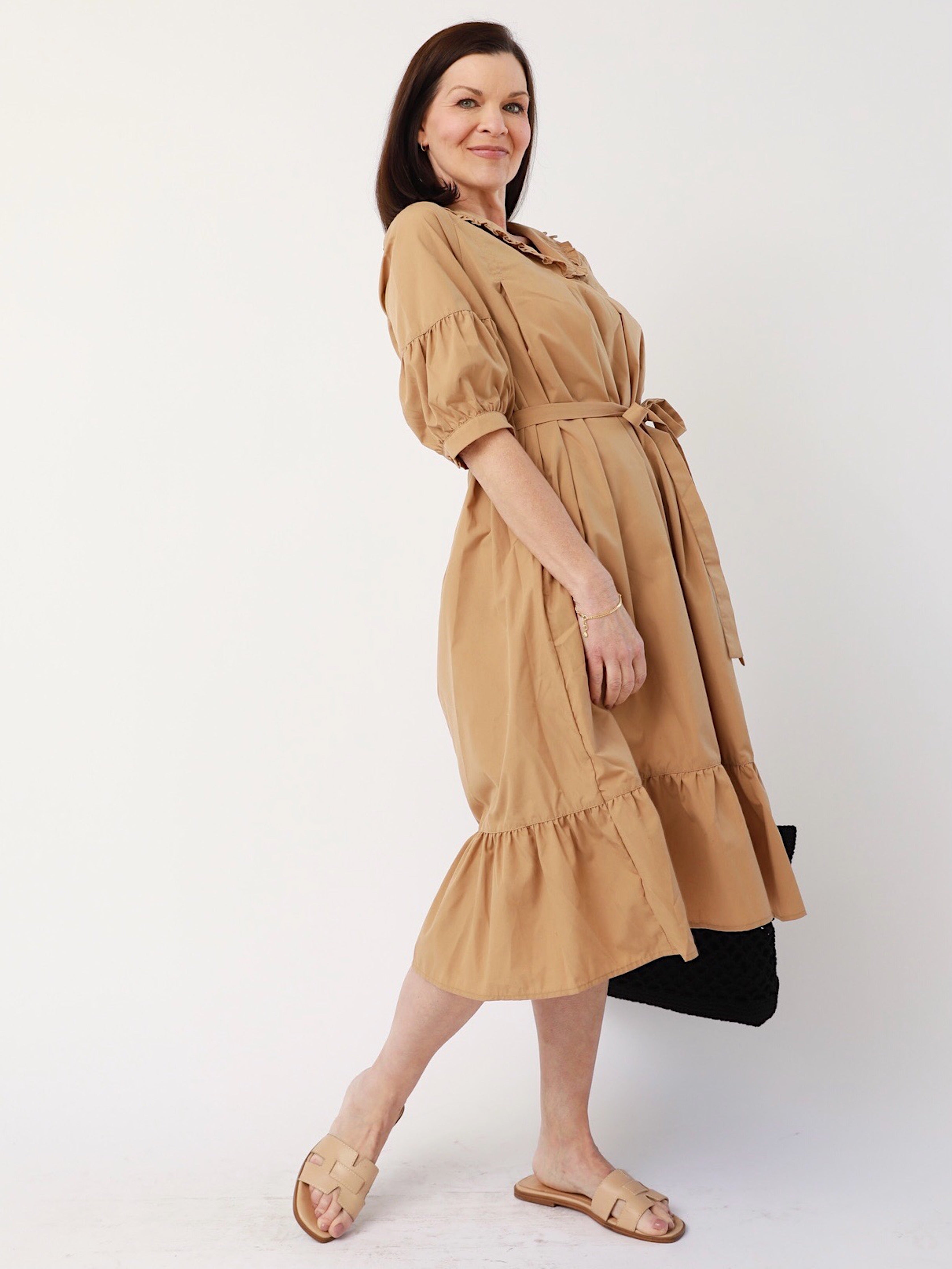 Stylish Penny Poplin Midi Dress for Women - Summer Floral Print Casual Dress for Brunch, Beach & Date Night