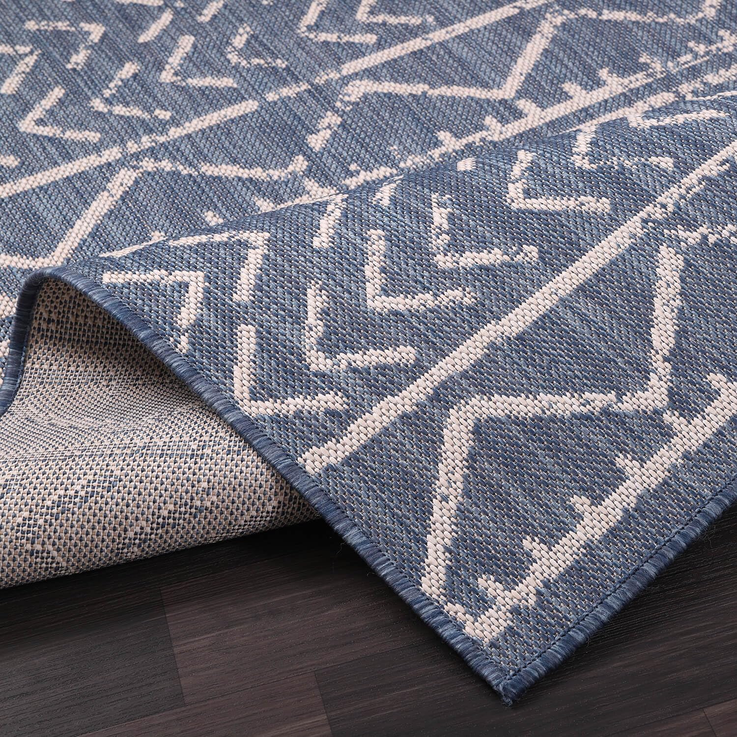 Beverly Rug Waikiki 8x10 Indoor Outdoor Washable Carpet - Water Resistant Blue & White Area Rug for Patio, Deck, Porch, Trellis | Perfect for Backyard, Poolside & Beach House Decor
