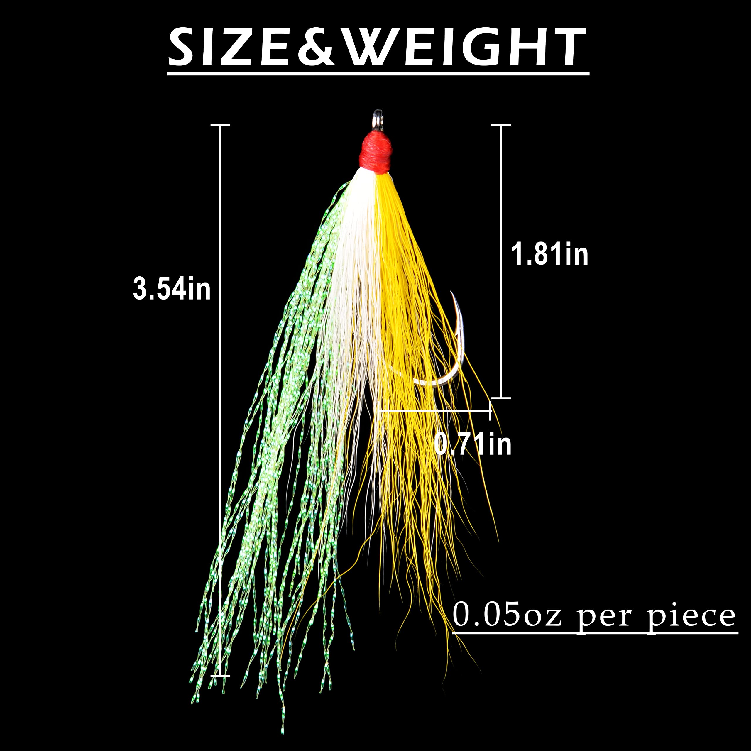 Bucktail Fishing Lures with Hook - 5 Colors for Flounder, Salmon, Trout | Saltwater & Freshwater Fishing Gear